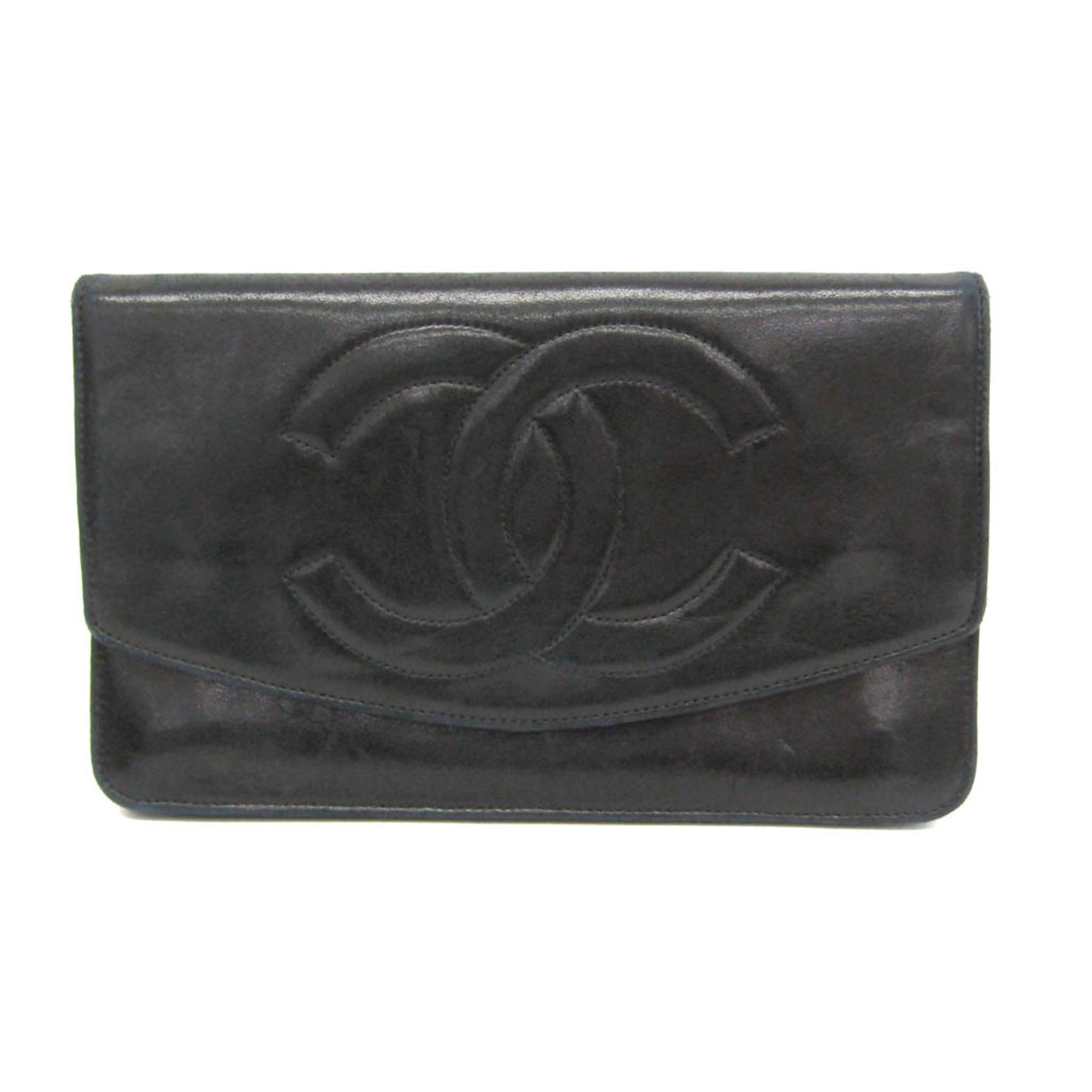 シャネル(Chanel) ココマーク レディース ラムスキン 長財布（二つ折り） ブラック【中古】