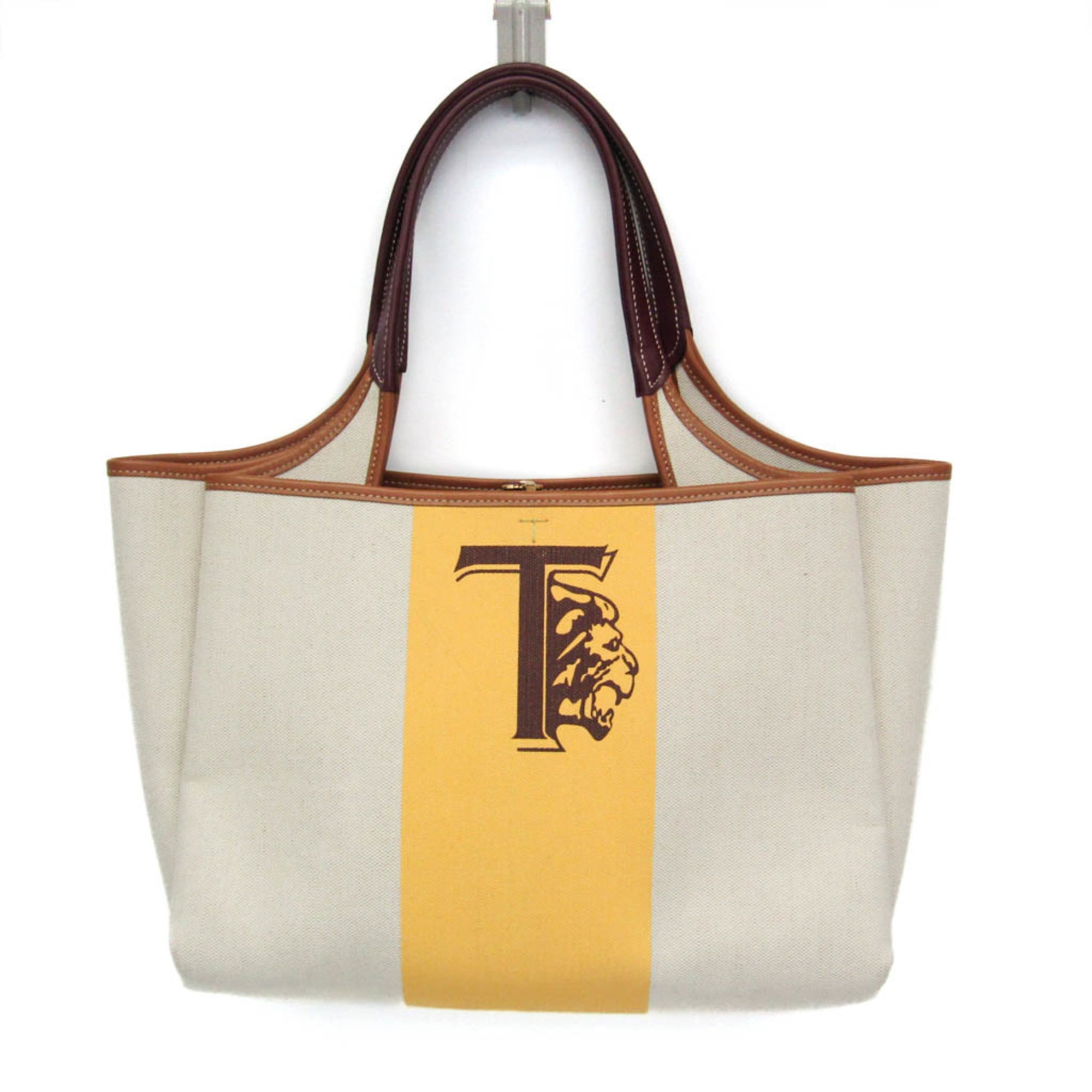 トッズ(Tod\u0027s) レディース 帆布,なめし革 トートバッグ ともし火ベージュ,黄色【中古】