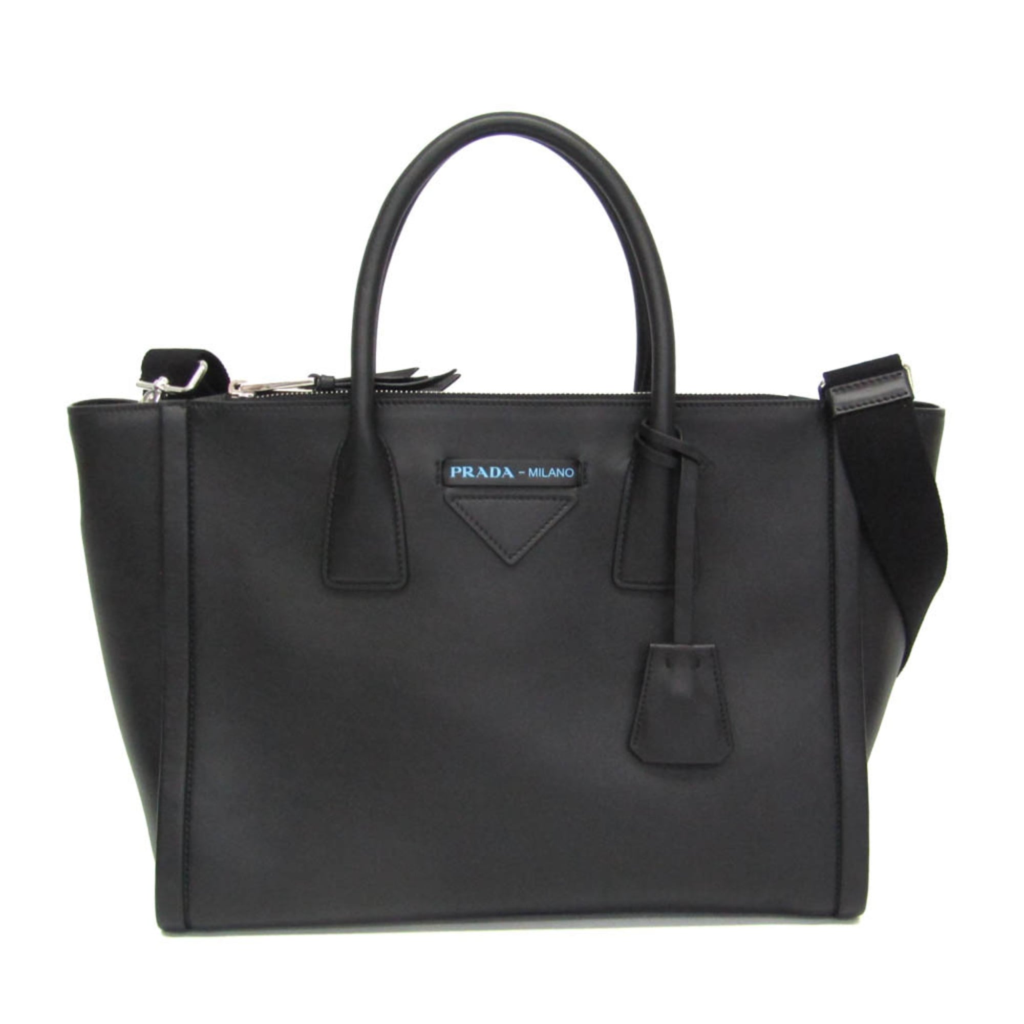 プラダ(Prada) GRACE LUX 1BA183 レディース なめし革 ショルダーバッグ,トートバッグ 黒いこと【中古】