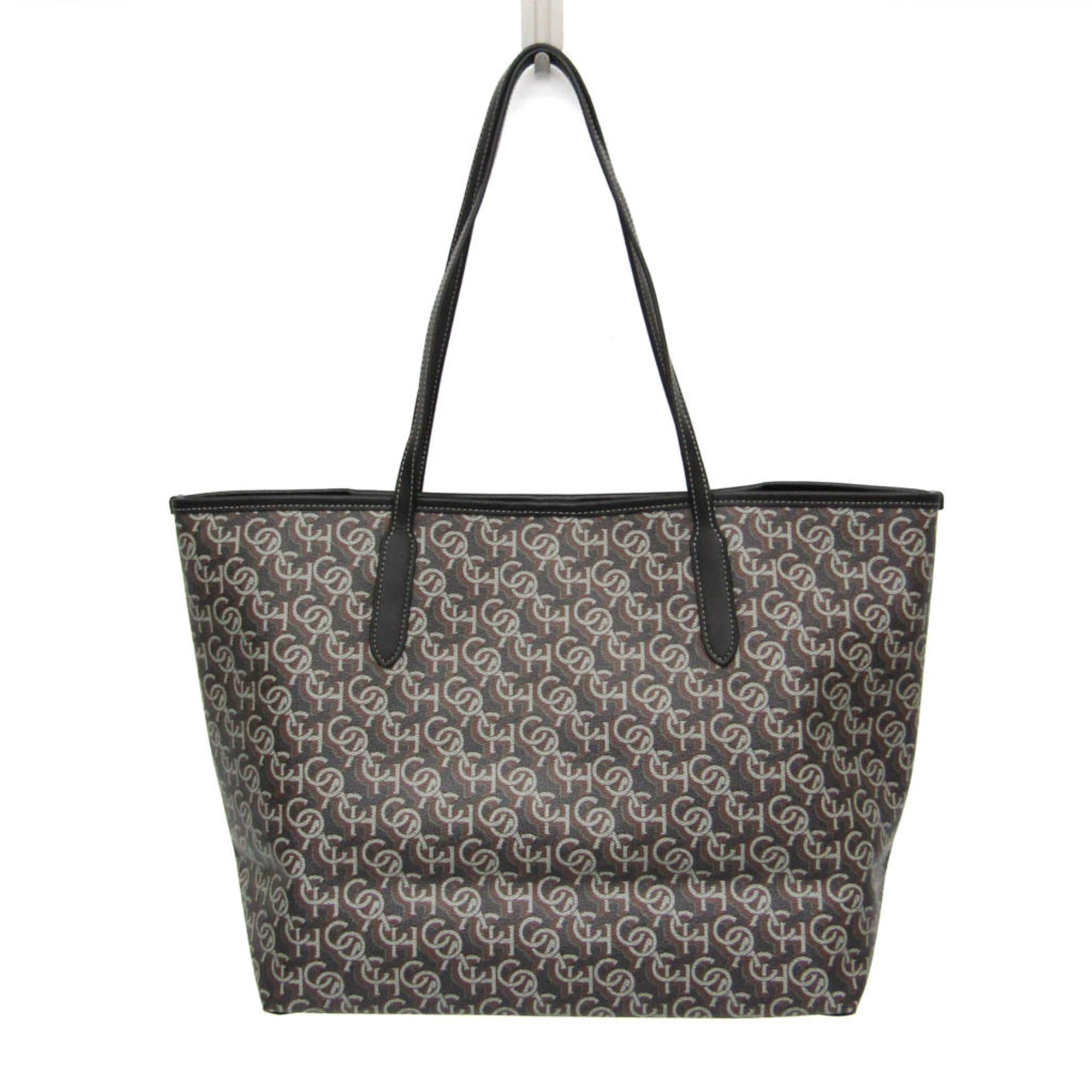 コーチ職(Coach) シティ トート 書き判 モノグラム CF342 レディース 上塗り帆布,なめし革 トートバッグ 黒いこと,薄墨色【中古】