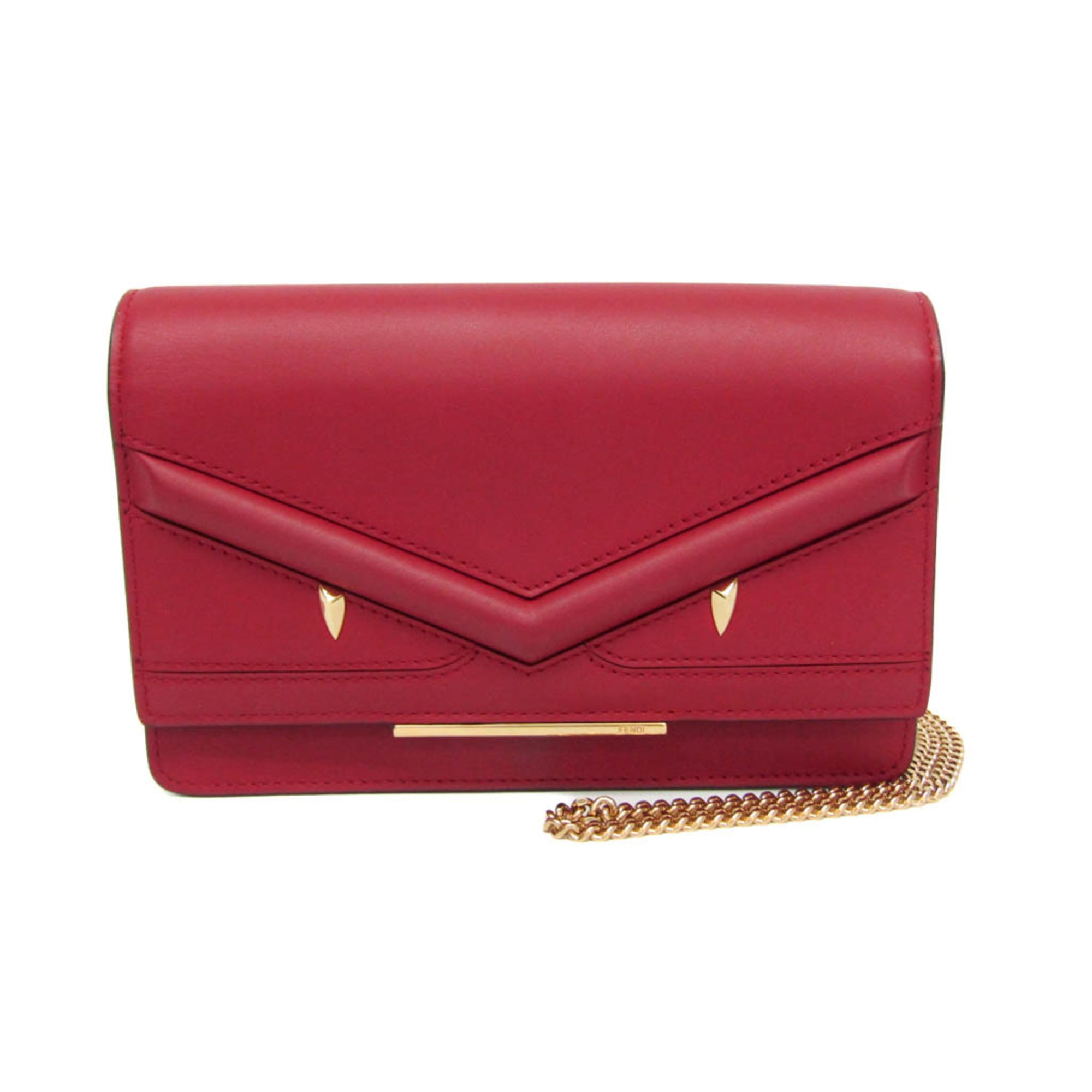 フェンディ(Fendi) バッグバグズ 8M0346 レディース レザー チェーン/ショルダーウォレット レッド【中古】
