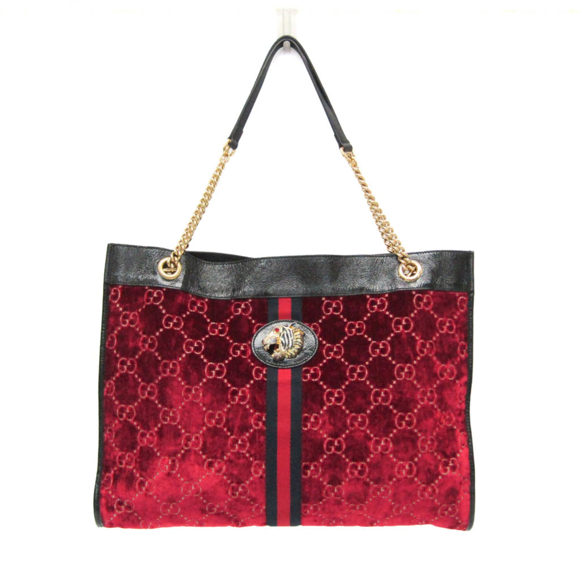 グッチ(Gucci) ラジャ 537219 レディース スエードクロス,なめし革 ショルダーバッグ,トートバッグ 黒いこと,ブドウ酒【中古】