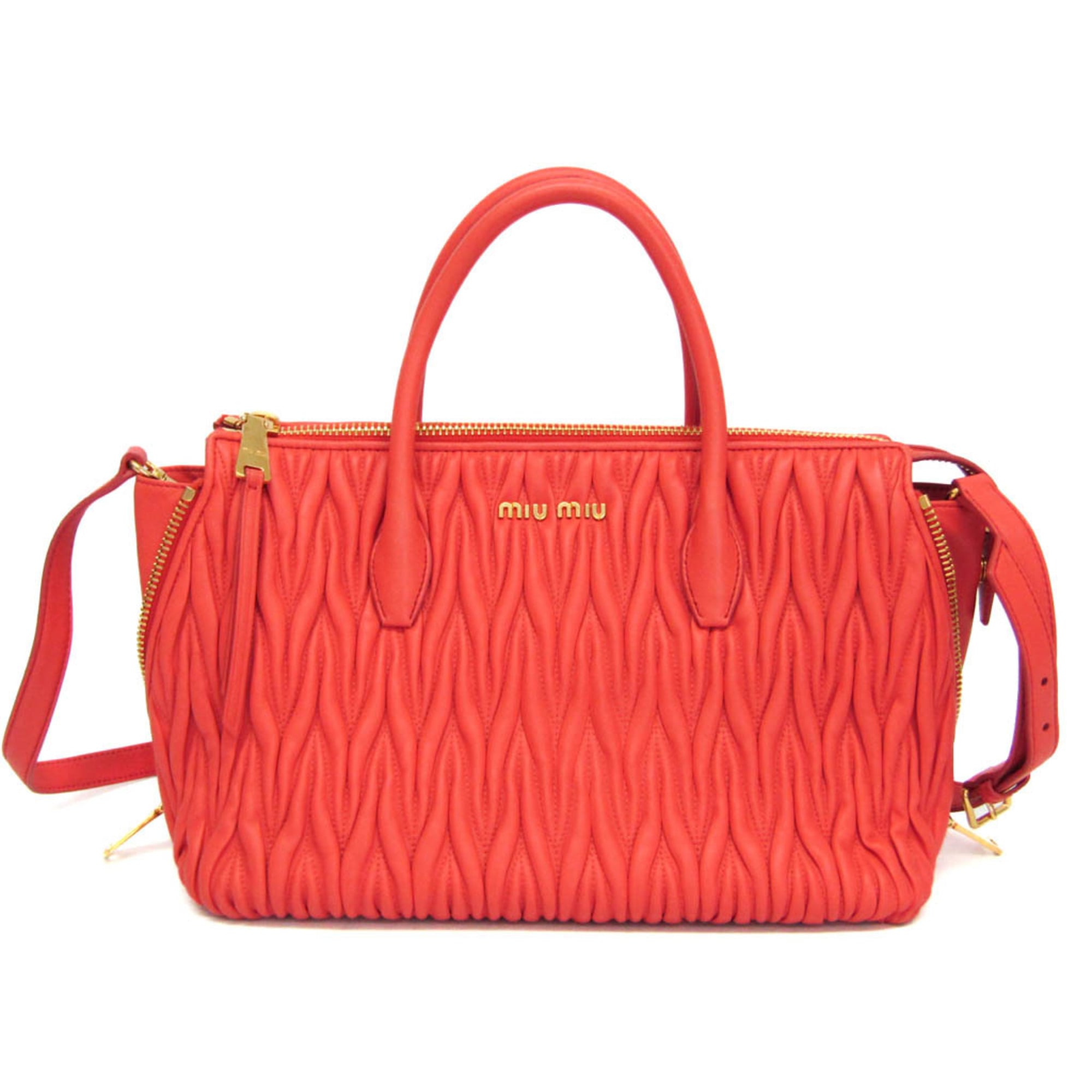 ミュウミュウ(Miu Miu) マテラッセ レディース レザー ハンドバッグ,ショルダーバッグ サーモンピンク【中古】｜eLady