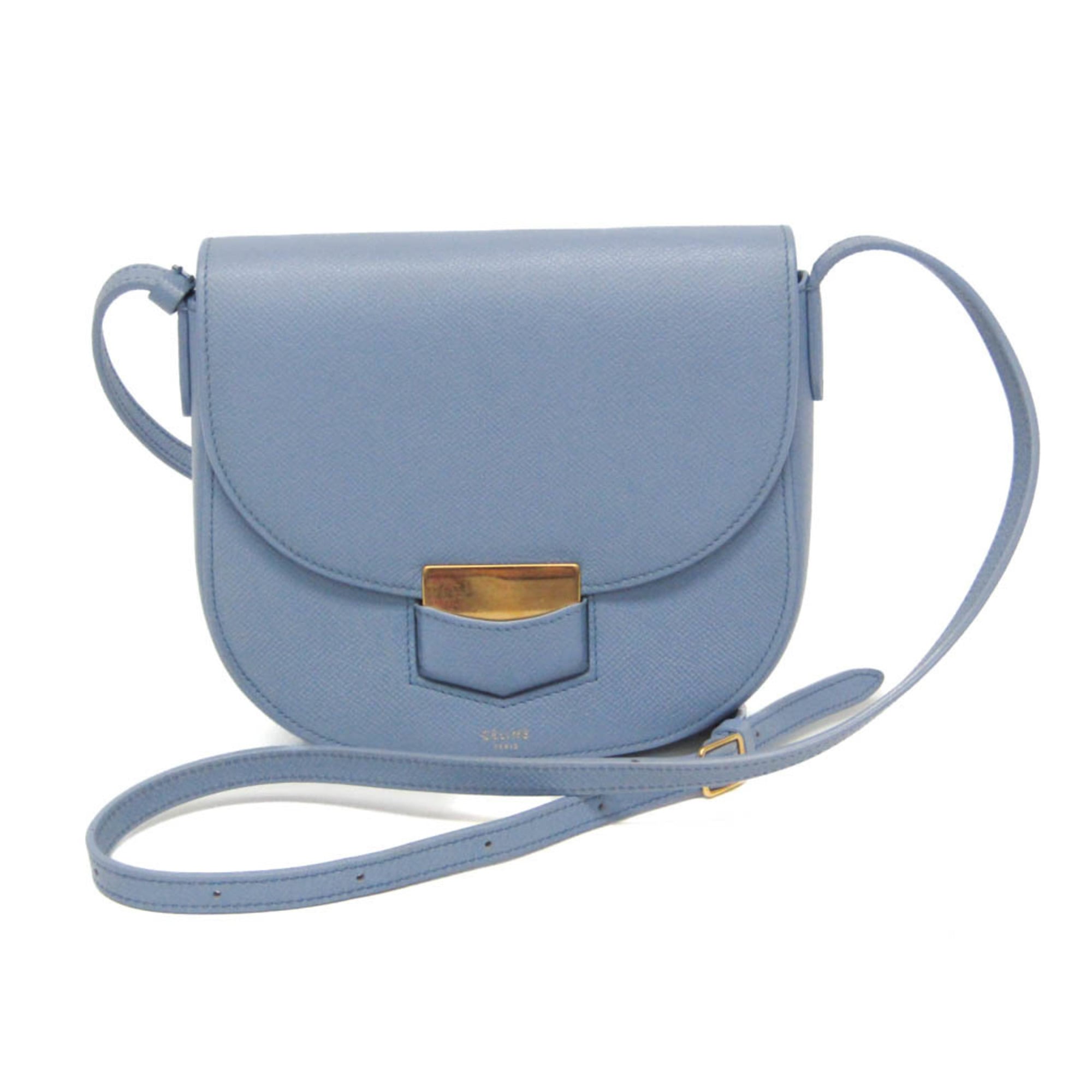 セリーヌ(Celine) トロッター スモール 176643 レディース レザー ショルダーバッグ ライトブルー【中古】|eLady