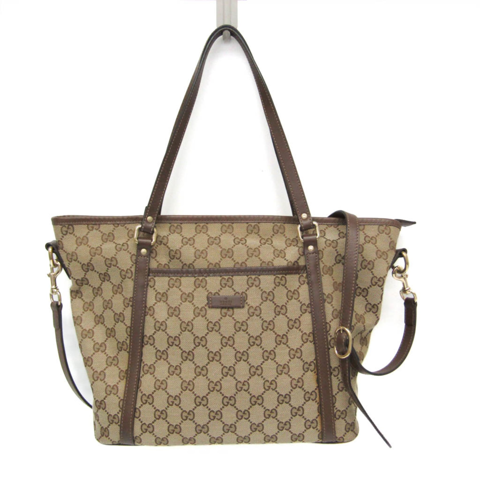 グッチ(Gucci) GG帆布 388929 レディース GG帆布,なめし革 ショルダーバッグ,トートバッグ 赤銅色,GGベージュ【中古】