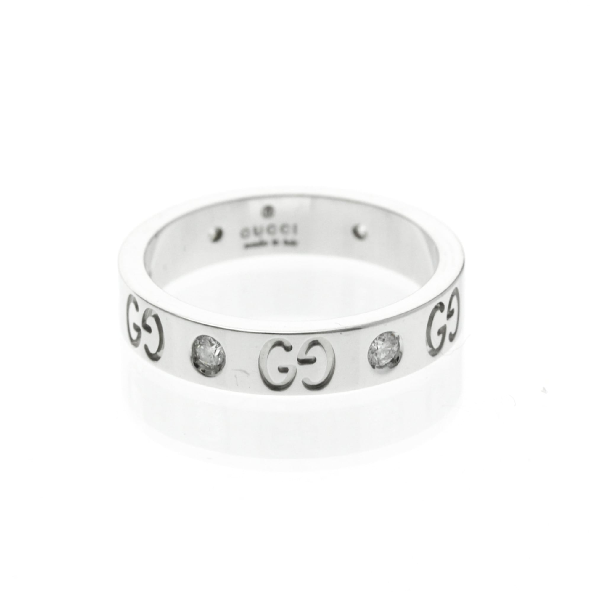 グッチ(Gucci) アイコン ダイヤモンド リング K18ホワイトゴールド(K18WG) ファッション ダイヤモンド バンドリング シルバー【中古】