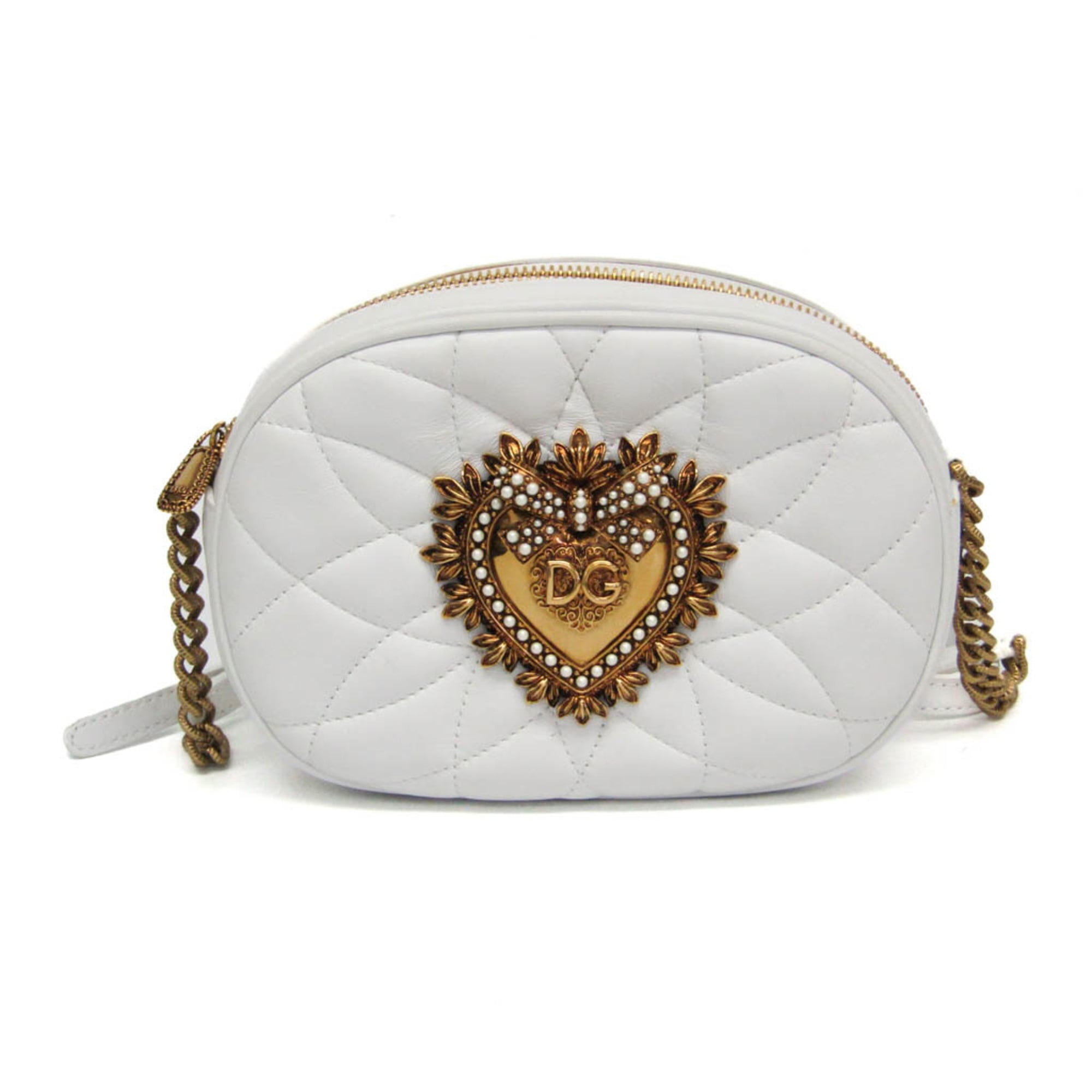 ドルチェ&ガッバーナ(Dolce & Gabbana) デボーション Devotion レディース レザー ショルダーバッグ ホワイト【中古】