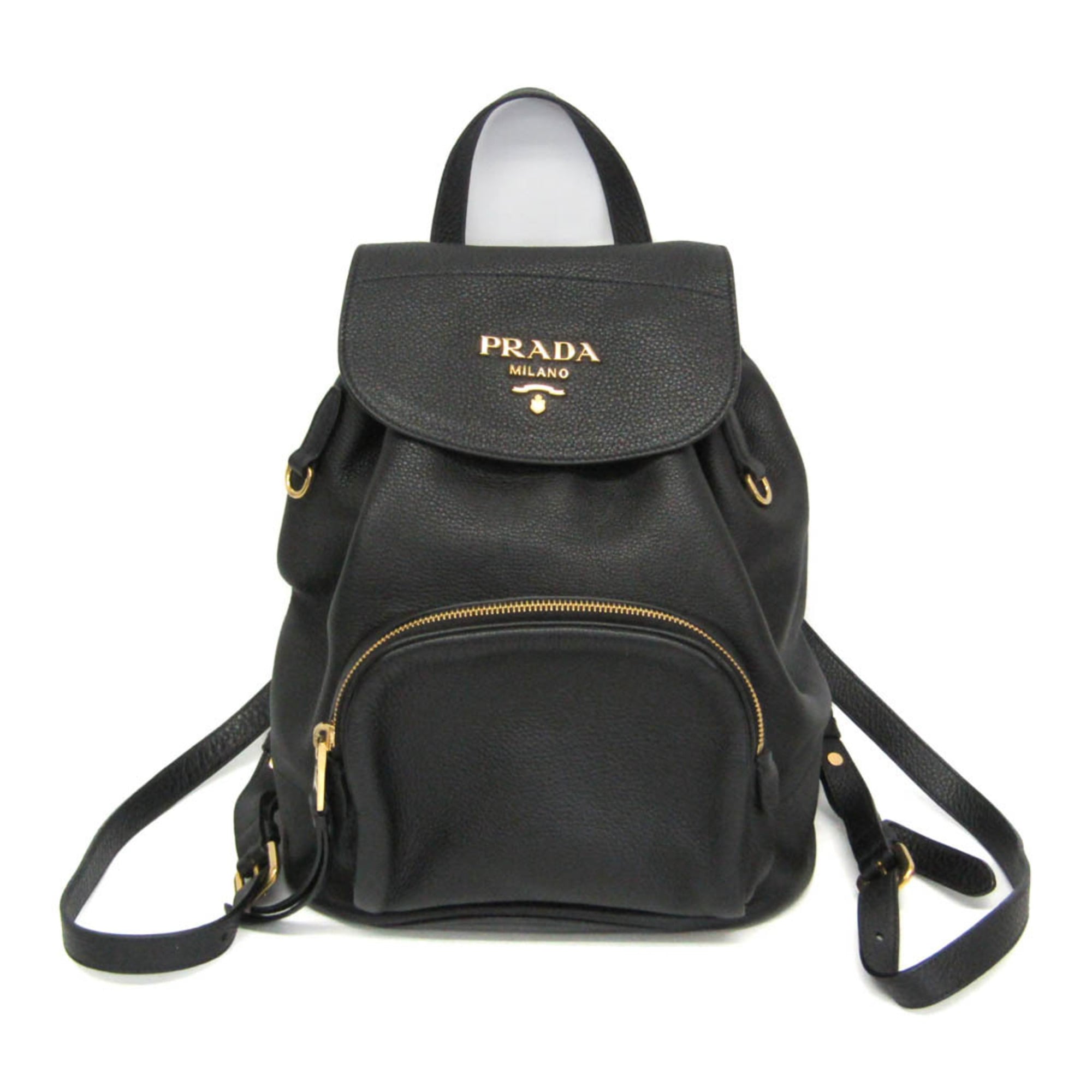 プラダ(Prada) VIT.DAINO 1BZ035 レディース なめし革 背嚢 黒いこと【中古】