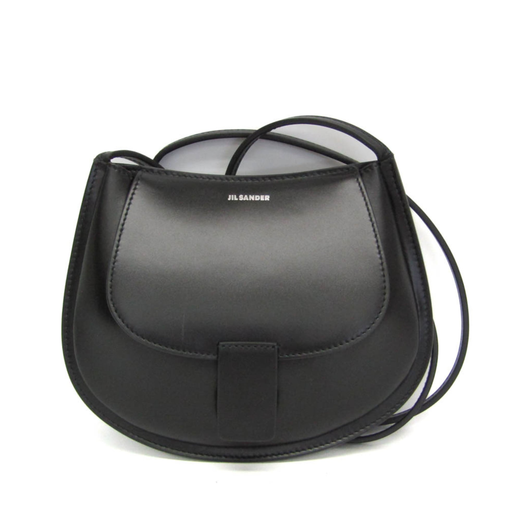 ジル・サンダー(Jil Sander) クレセント レディース レザー ショルダーバッグ ブラック【中古】