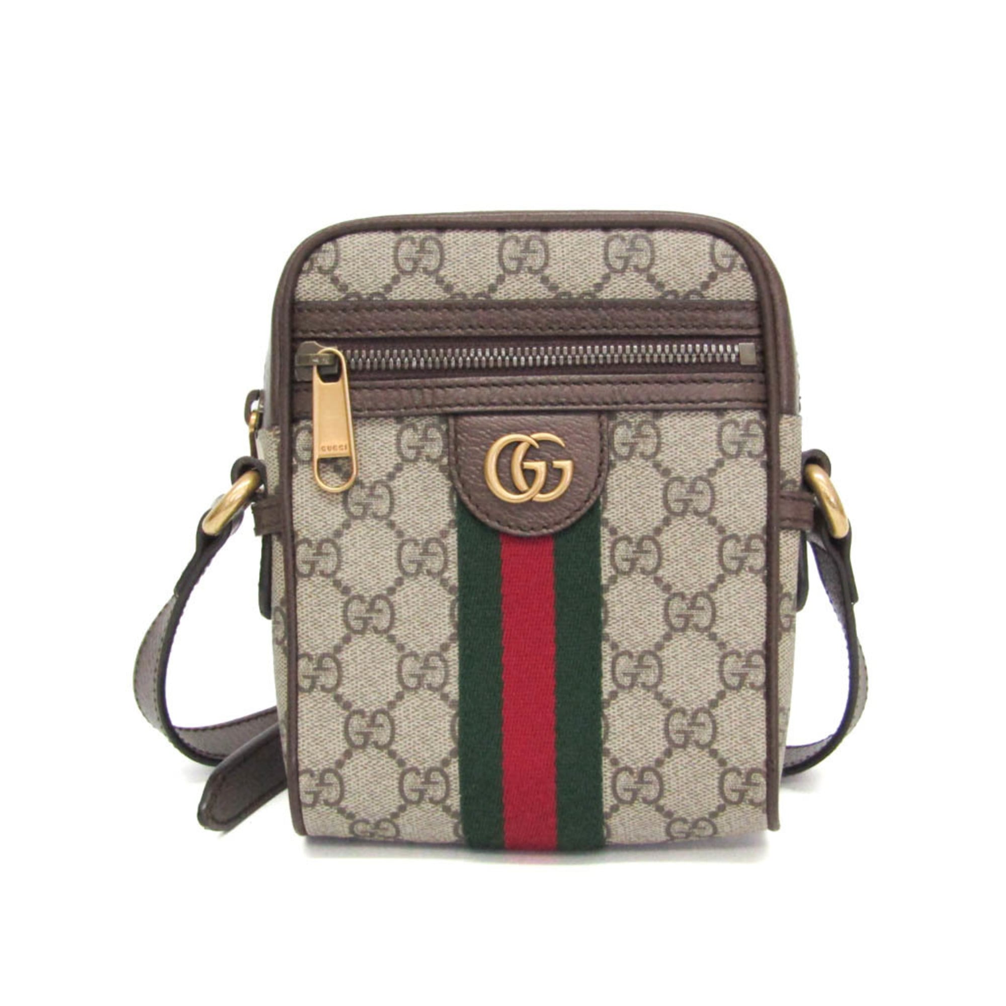 グッチ(Gucci) オフディア GG スモール 598127 メンズ,レディース なめし革,GGスプリーム ショルダーバッグ ベージュ,赤銅色【中古】