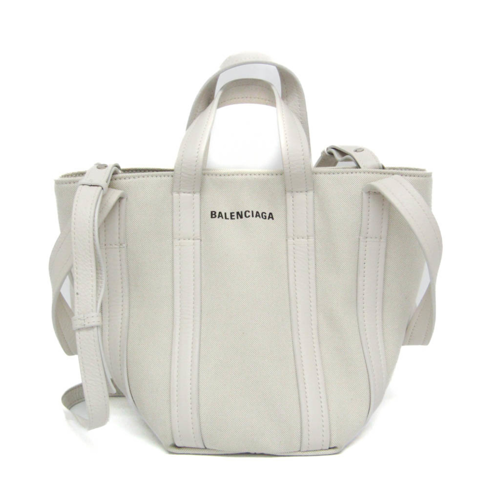 バレンシアガ(Balenciaga) エブリデイ XS 北の方サウス 672793 レディース なめし革,帆布 ショルダーバッグ,トートバッグ 象牙色【中古】