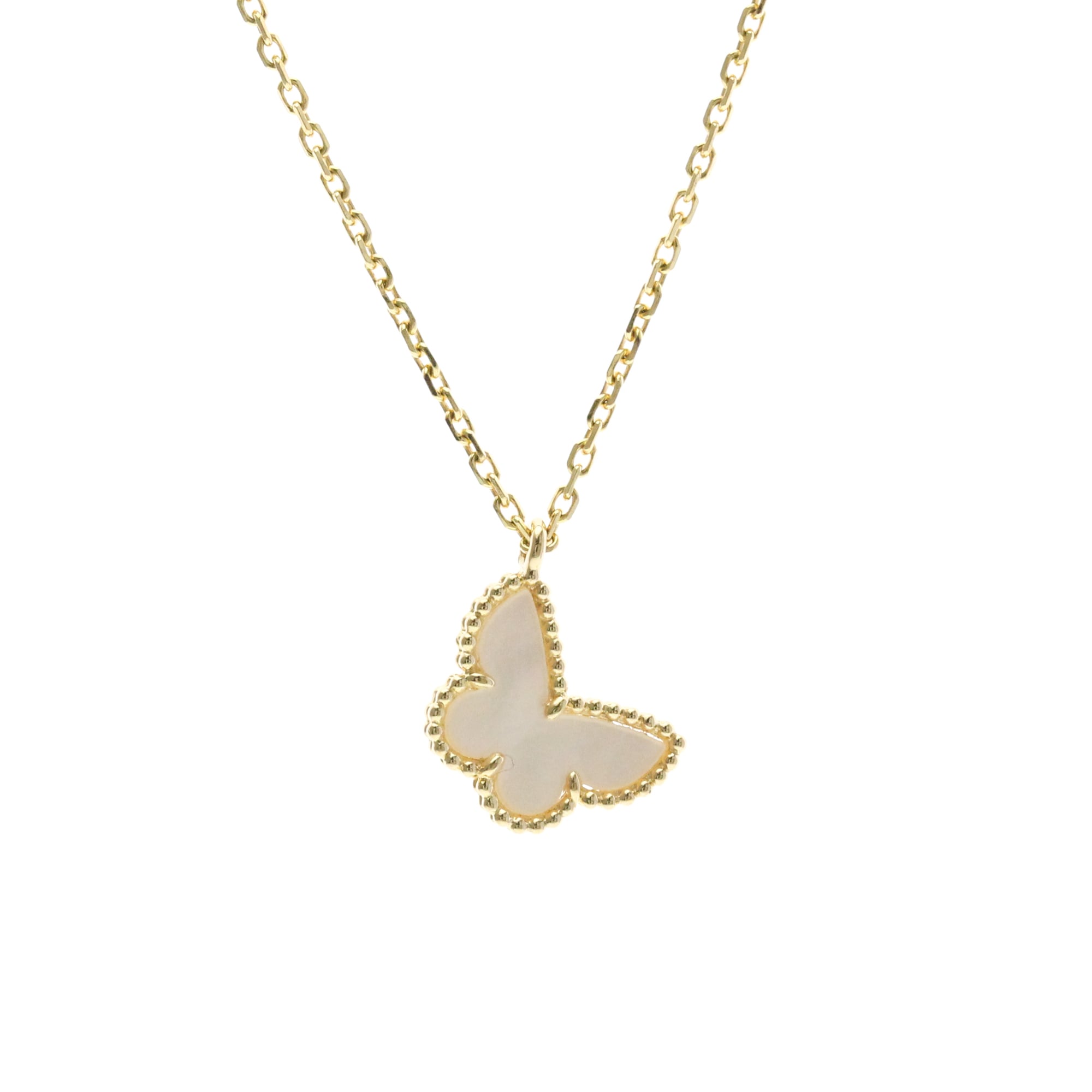 ヴァン・クリーフ＆アーペル(Van Cleef & Arpels) K18イエローゴールド(K18YG) マザーオブパール メンズ,レディース ファッション ペンダントネックレス (ゴールド) スウィートアルハンブラ パピヨン ネックレス【中古】