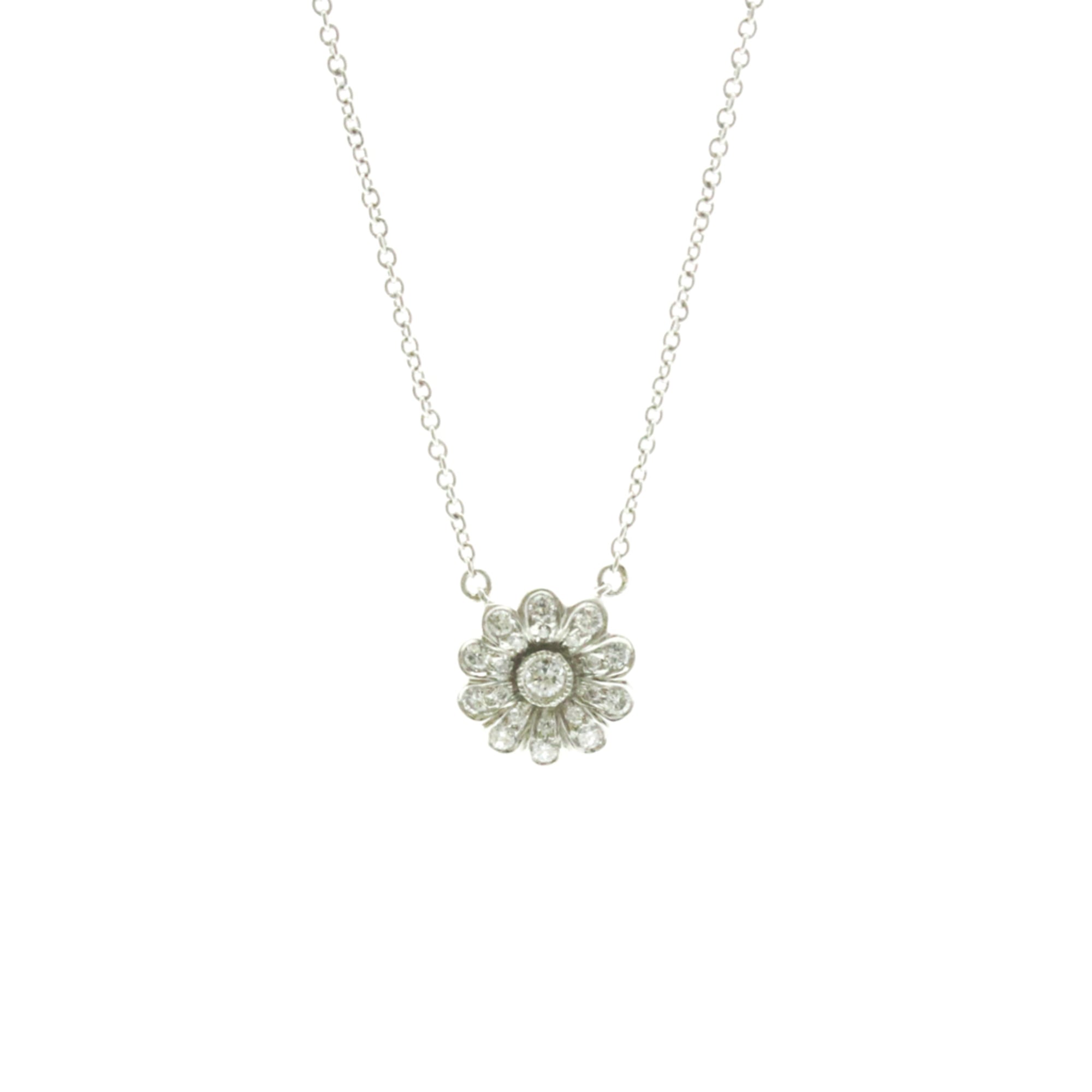 ティファニー(Tiffany) プラチナ ダイヤモンド メンズ,レディース ファッション ペンダントネックレス フラワー ダイヤモンド ネックレス【中古】