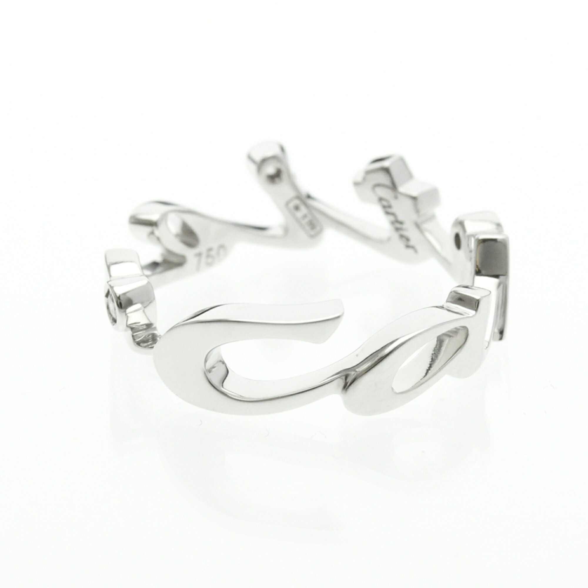 カルティエ(Cartier) シグネチャー ダイヤモンド リング K18ホワイトゴールド(K18WG) ファッション ダイヤモンド バンドリング シルバー【中古】
