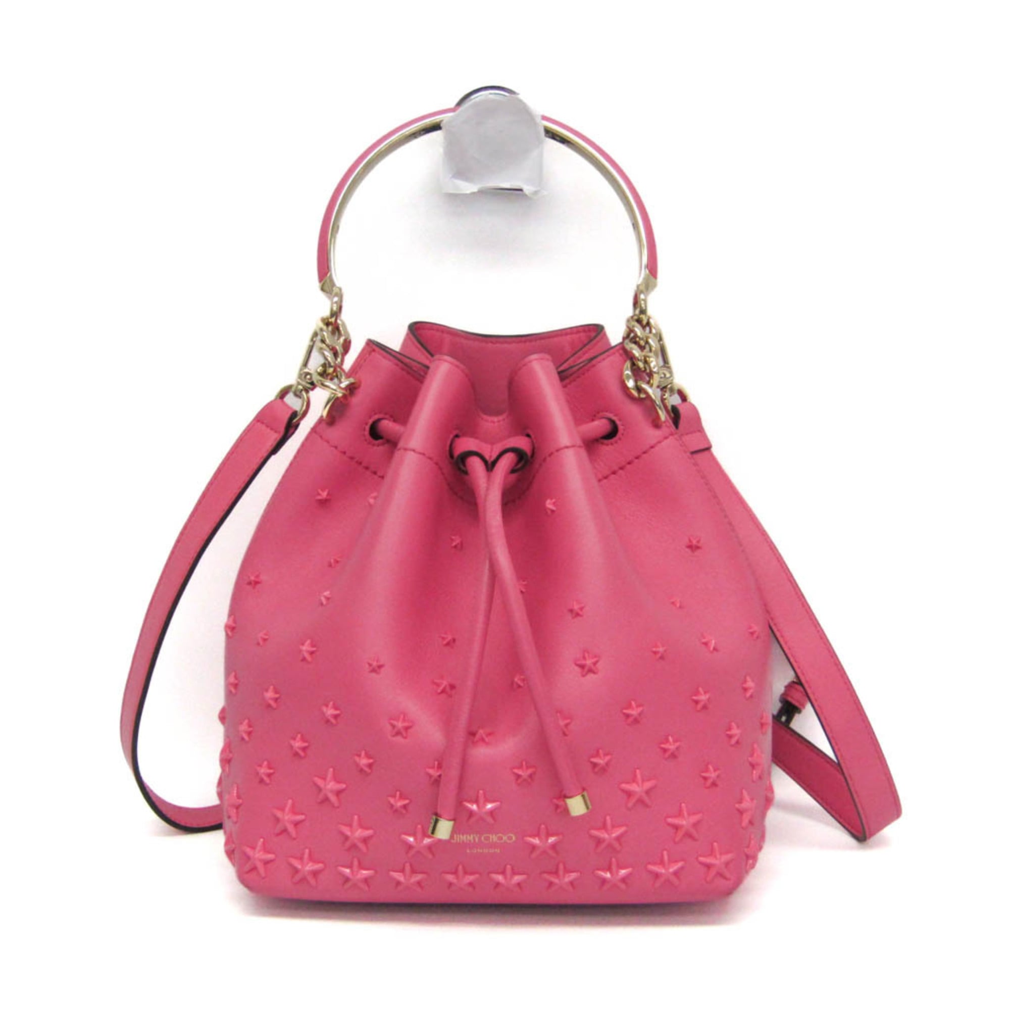 ジミーチュウ(Jimmy Choo) ボンボン バケットバッグ レディース レザー スタッズ ハンドバッグ,ショルダーバッグ ピンク【中古】