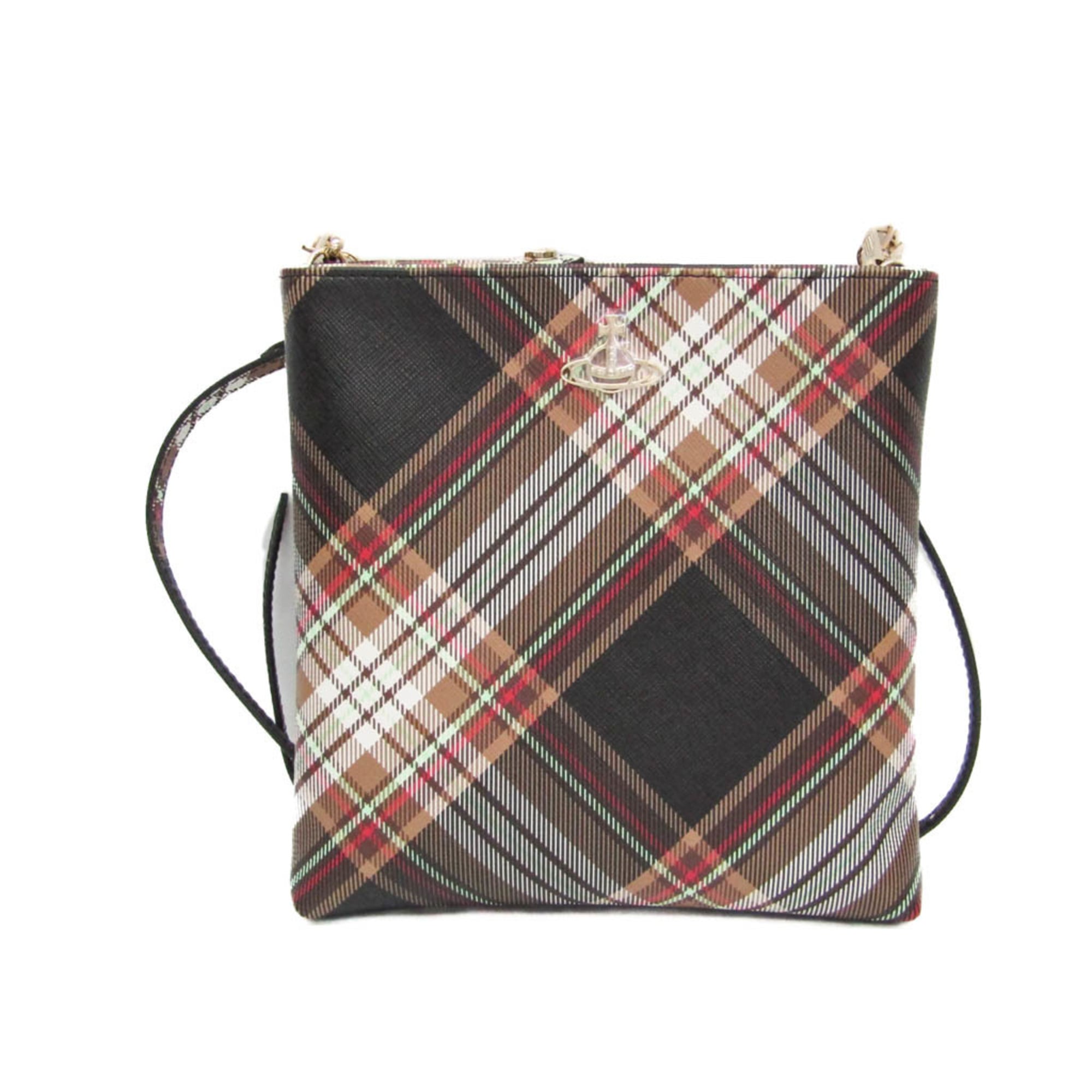 ヴィヴィアン・ウエストウッド(Vivienne Westwood) ダービー スクエア 51160005 レディース PVC ショルダーバッグ ブラウン【中古】