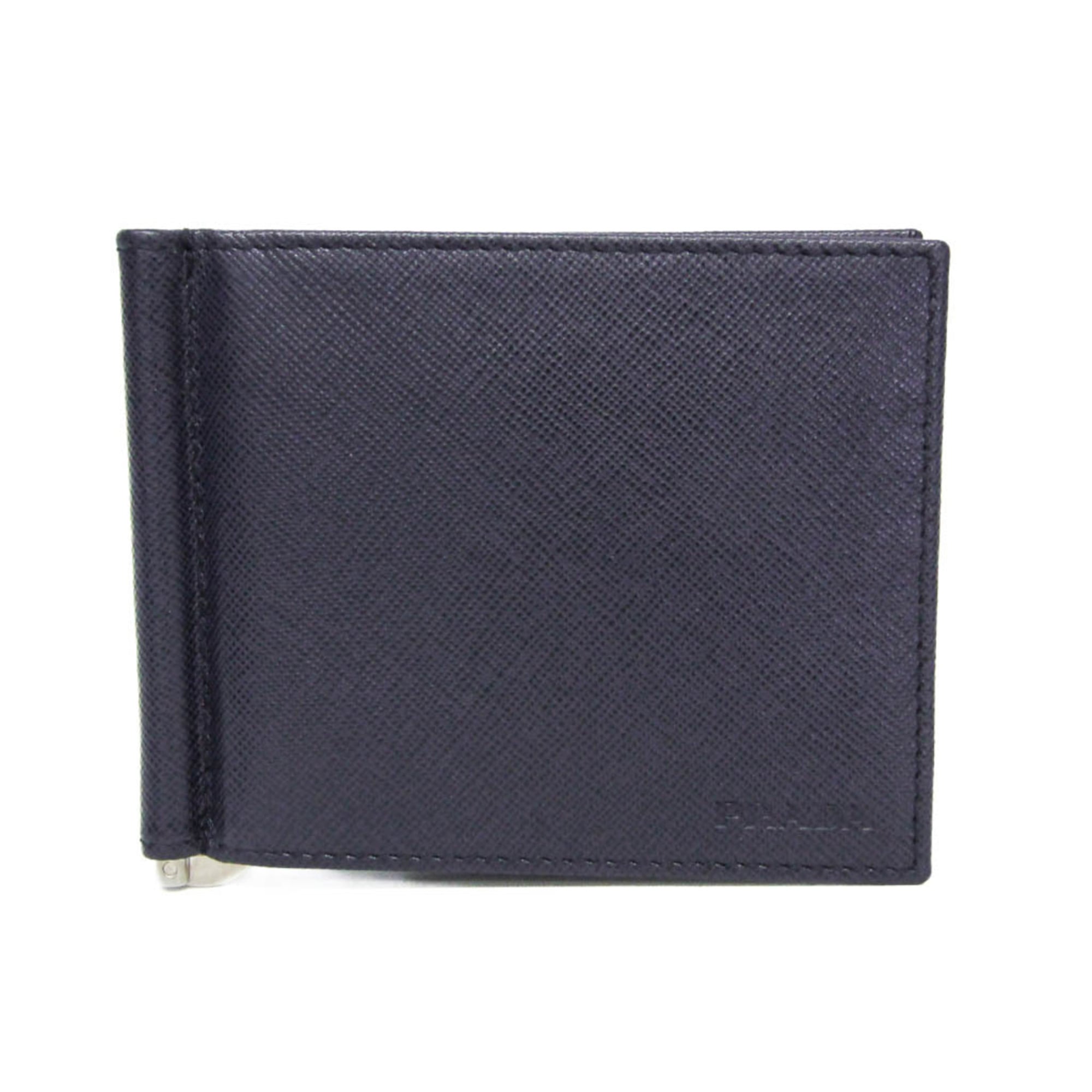 プラダ(Prada) サフィアーノ 2M1077 メンズ なめし革 紙入れ（二つ折り） ダークネイビー【中古】