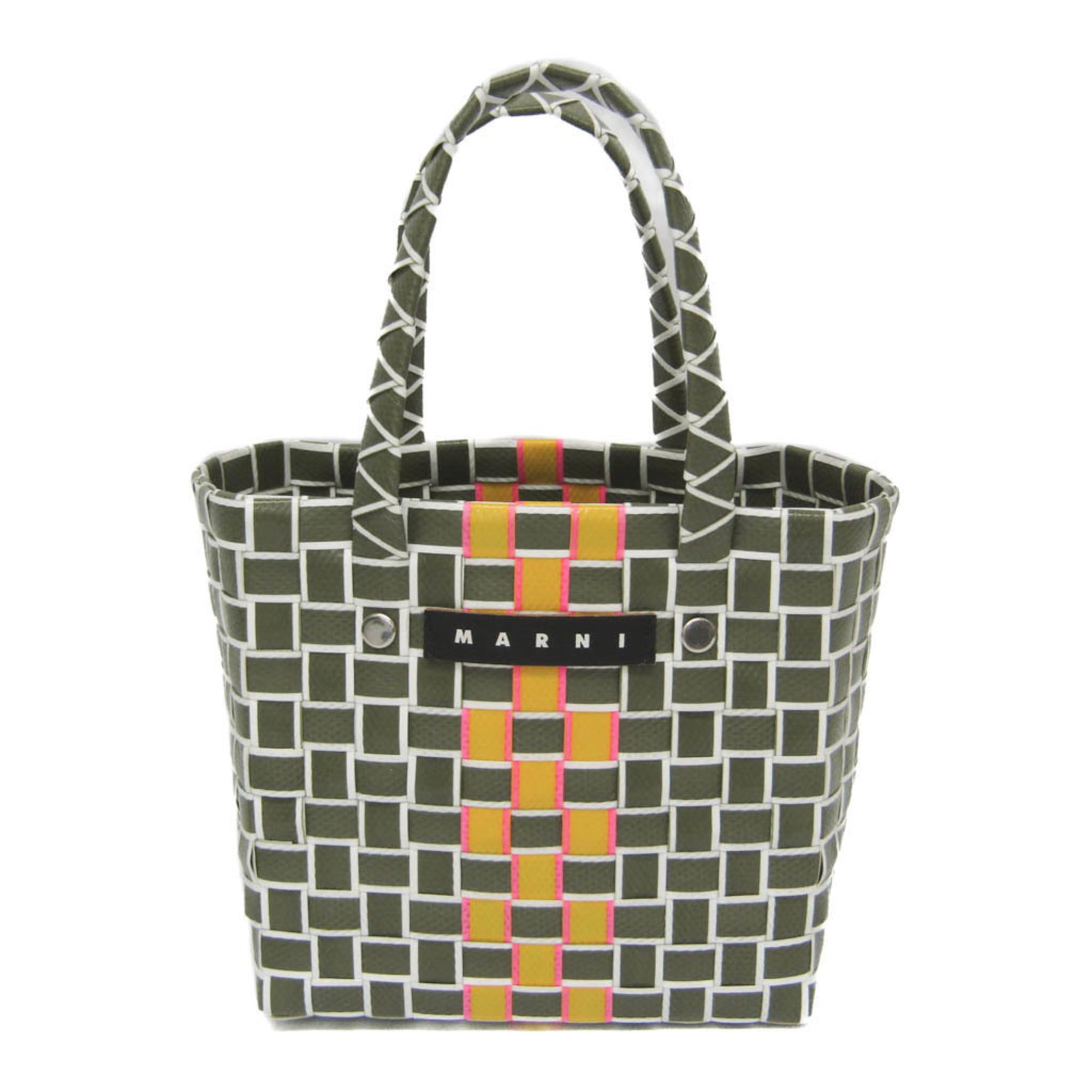 マルニ(Marni) マイクロ バスケットバッグ MW55F レディース ポリプロピレン,レザー ハンドバッグ カーキ,イエロー【中古】