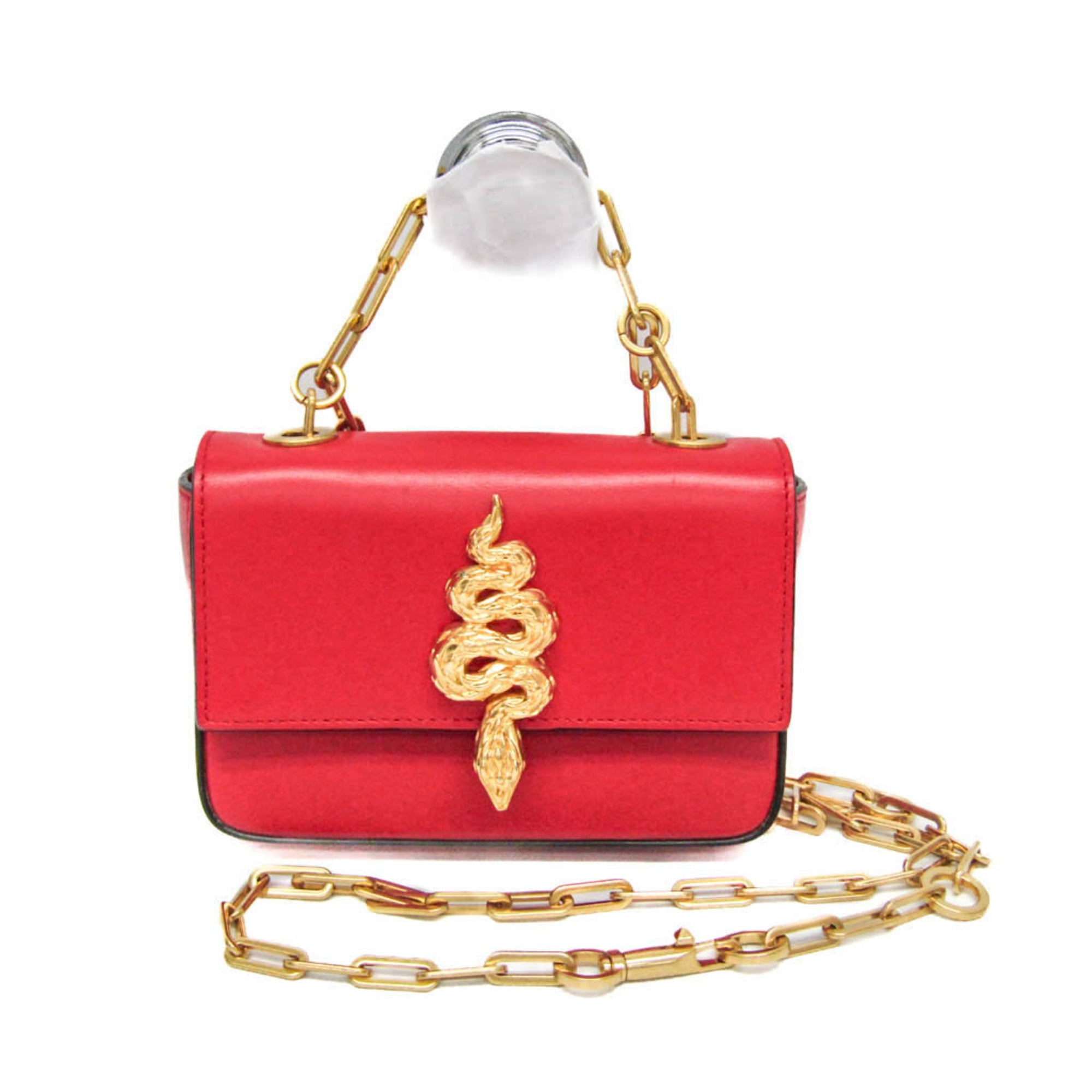 ヴァレンティノ・ガラヴァーニ(Valentino Garavani) スネイク チェーンショルダー ミニバッグ TW2B0G26YTI レディース レザー ショルダーバッグ レッド【中古】