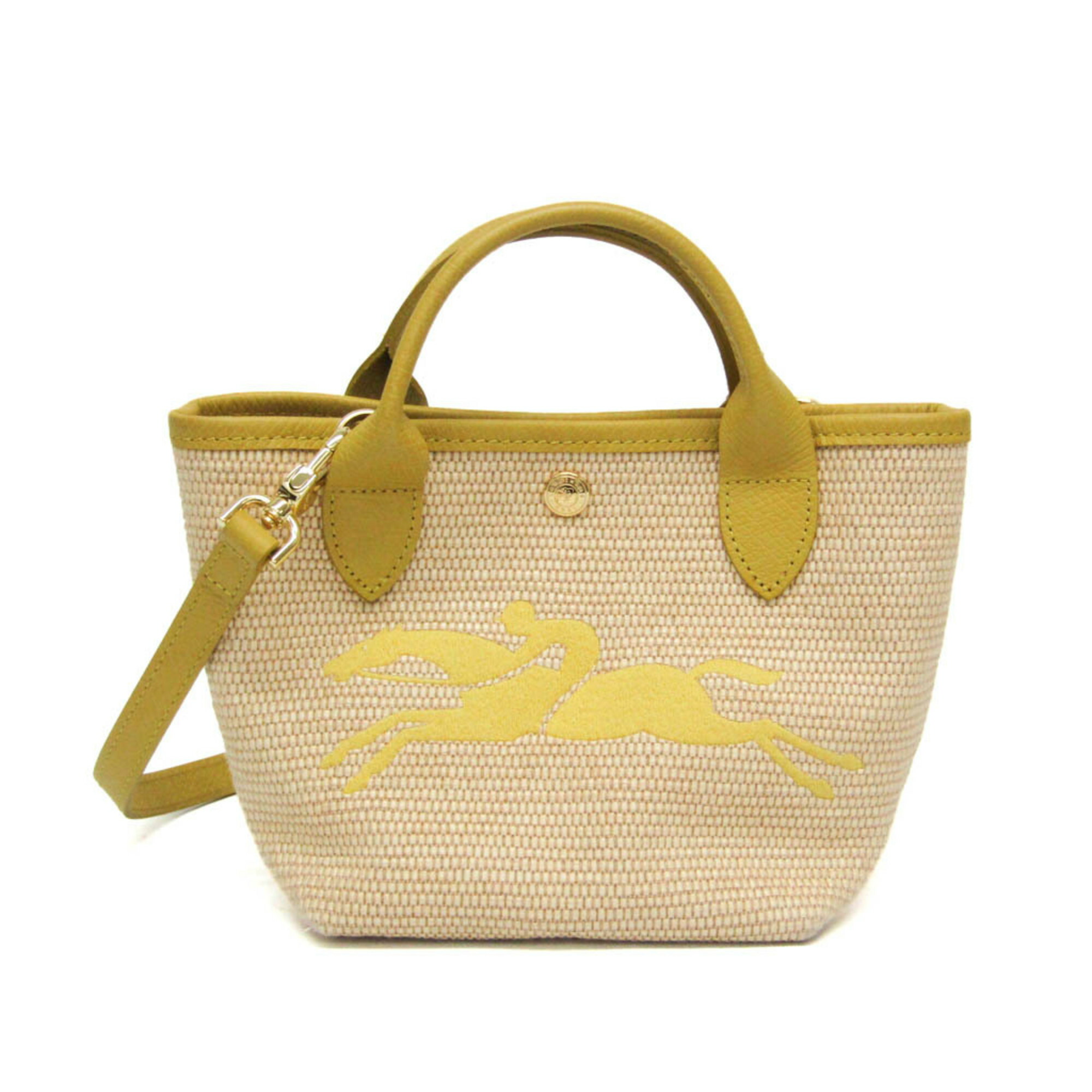 ロンシャン(Longchamp) ル・プリアージュ サントロペ XS 10162HYT452 レディース ポリアミド,レザー ショルダーバッグ ライトベージュ,イエロー【中古】