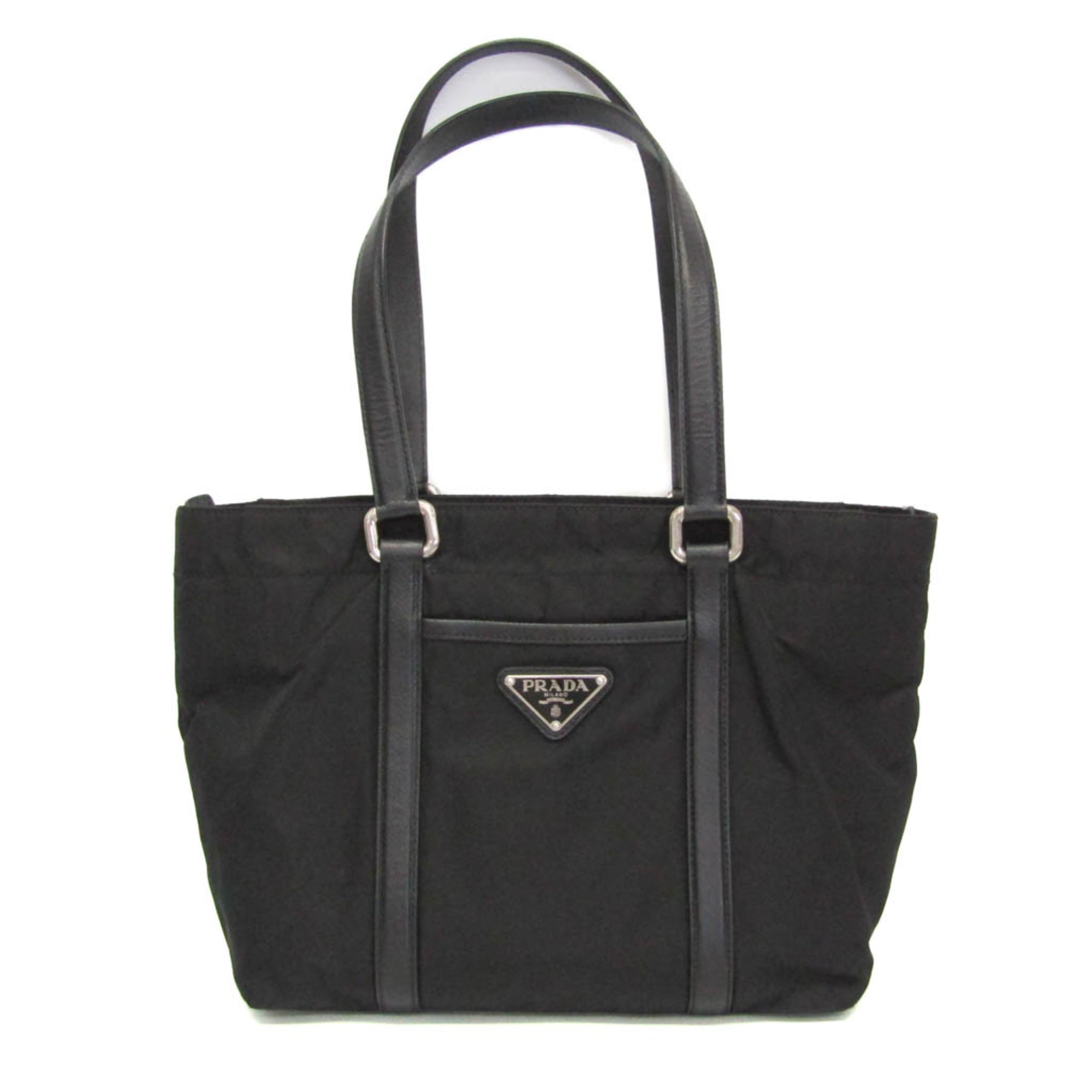プラダ(Prada) TESSUTO SAFFIAN BR2288 メンズ,レディース ナイロン,レザー トートバッグ ブラック,Nero(ネロ)【中古】