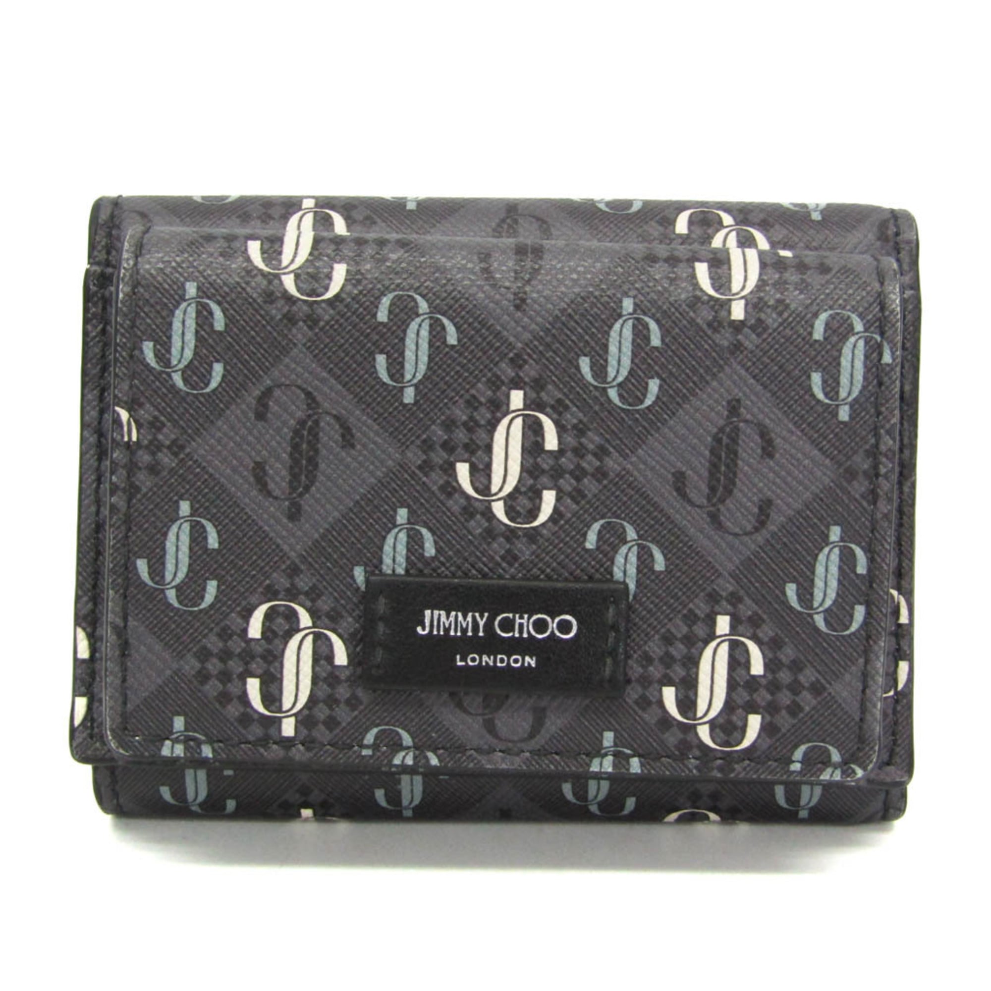 ジミーチュウ(Jimmy Choo) ジェイデン JAYDEN レディース,メンズ PVC,レザー 財布（三つ折り） ダークグレー【中古】