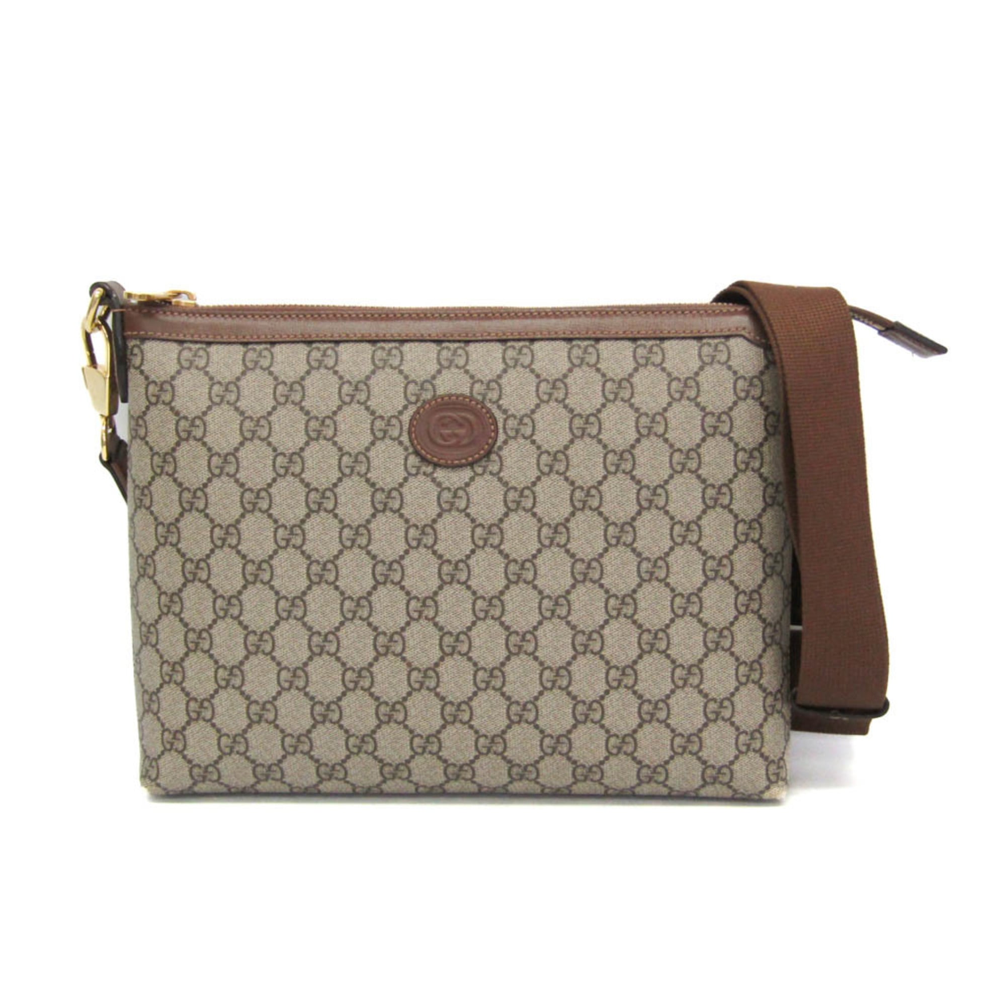 グッチ(Gucci) インターロッキングG 726833 メンズ,レディース GGスプリーム,なめし革 飛脚屋御徒面子,ショルダーバッグ ベージュ,赤銅色【中古】