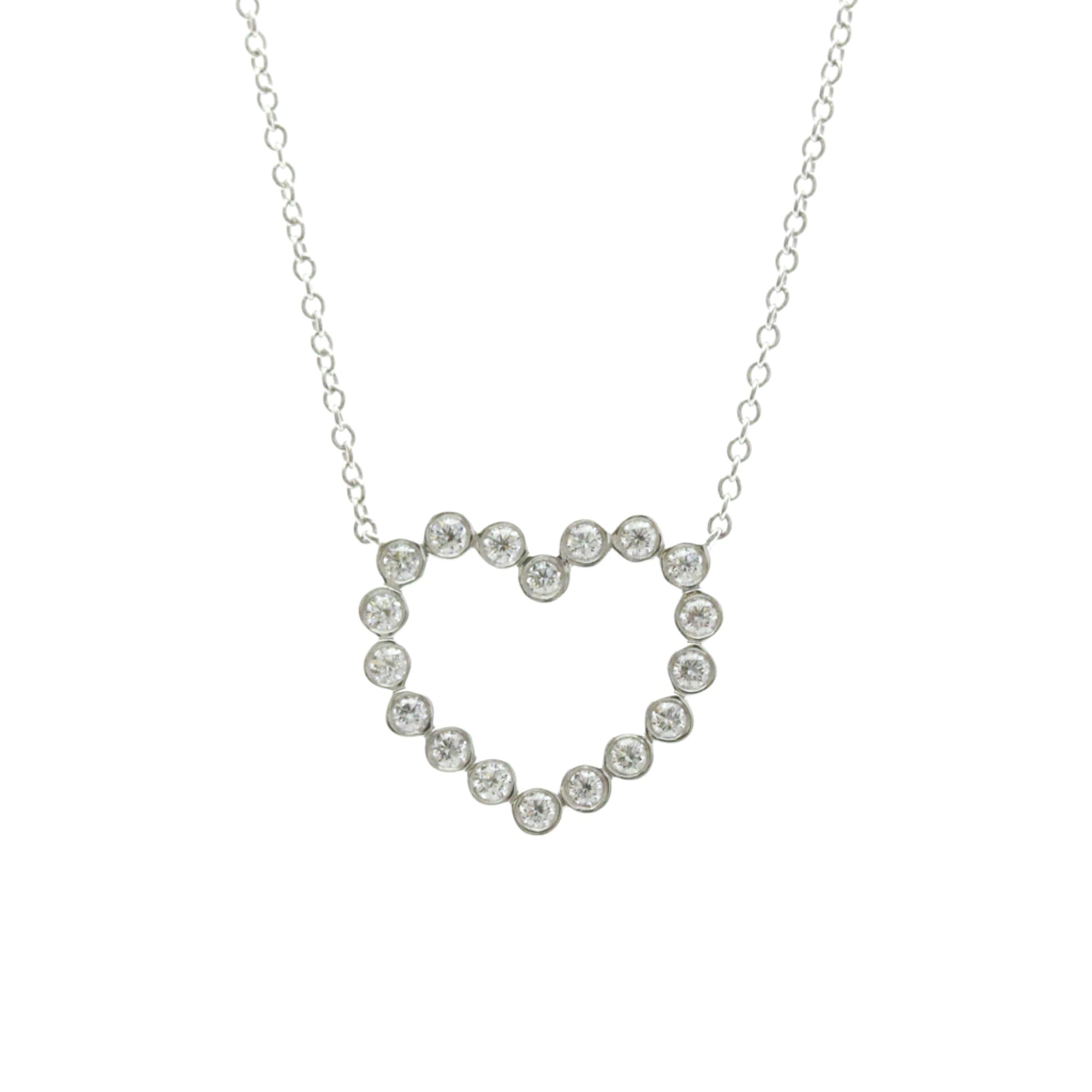 ティファニー(Tiffany) プラチナ ダイヤモンド メンズ,レディース ファッション ペンダントネックレス (シルバー) ベゼルセッティング ハート ダイヤモンド ネックレス【中古】