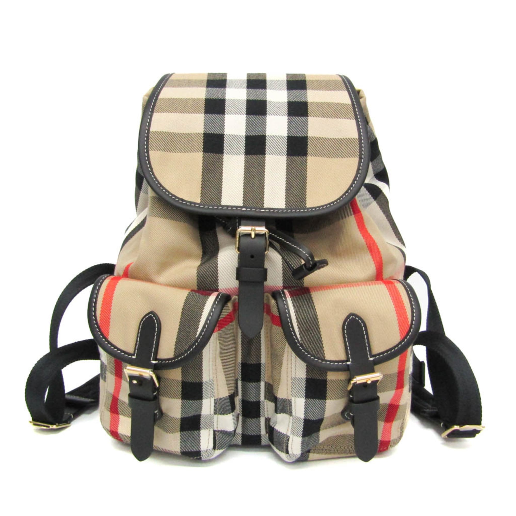 バーバリー(Burberry) ENFILD 81231011 レディース 綿織物帆布,なめし革 背嚢 黒いこと,赤銅色【中古】