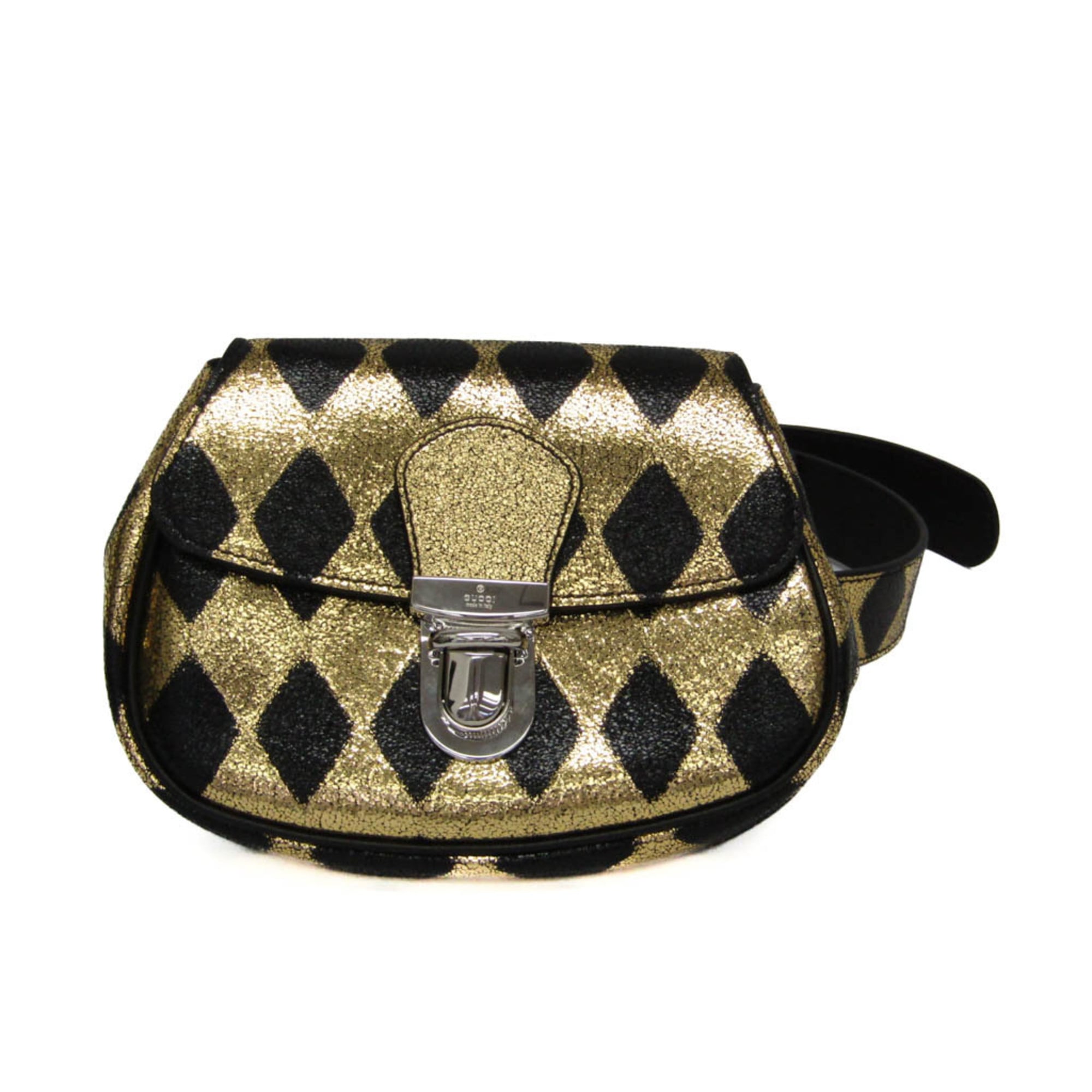 グッチ(Gucci) チルドレンズ 605112 ガールズ,ボーイズ レザー ウエストバッグ ゴールド,ブラック【中古】