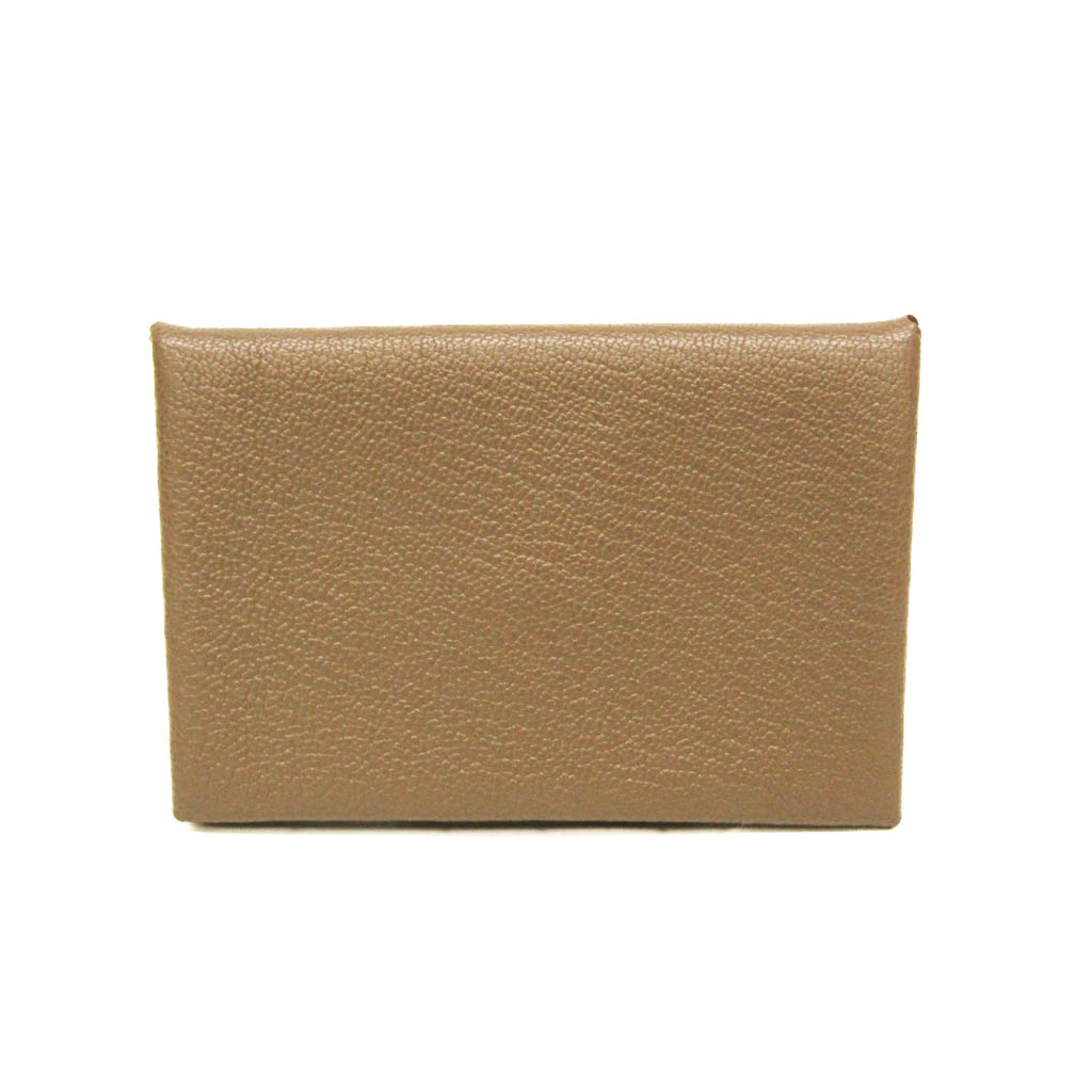 エルメス(Hermes) カルヴィ シェーブル カードケース ベージュブラウン【中古】｜eLady