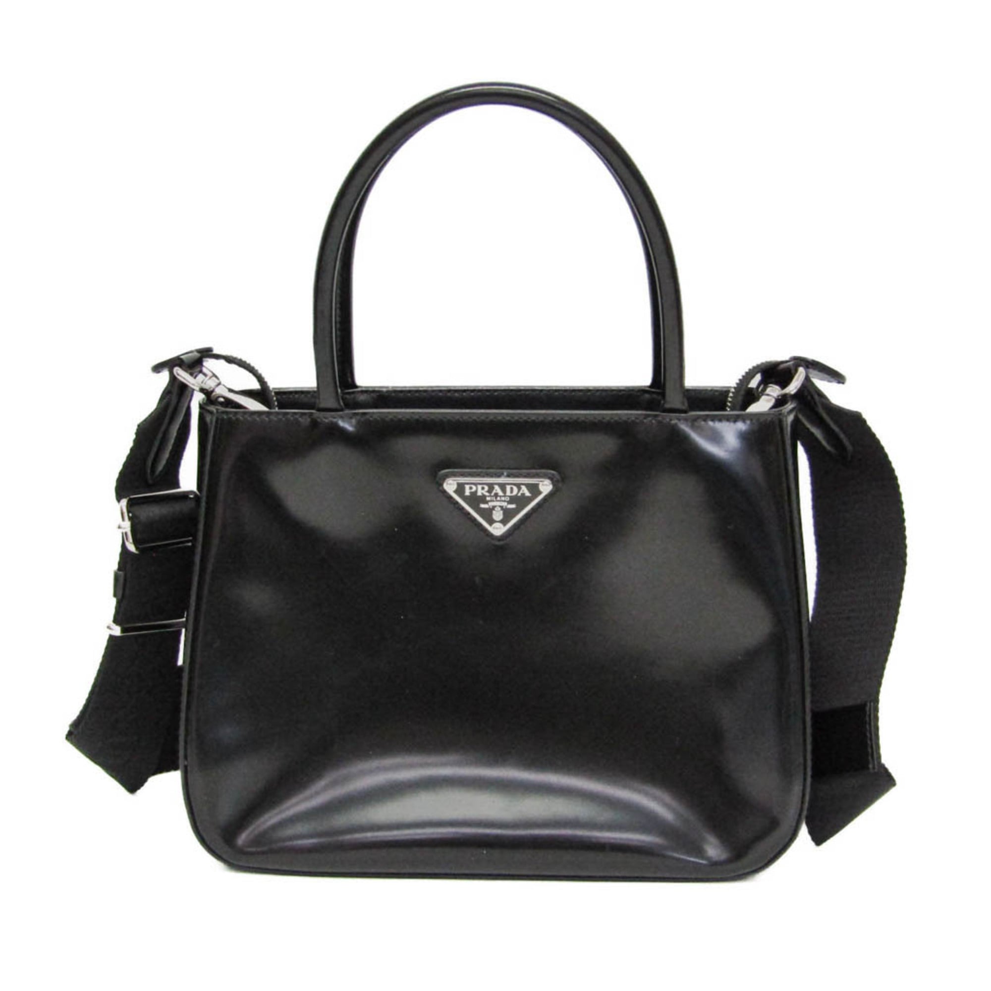 プラダ(Prada) ブラッシュドレザー SPAZZOLATO 1BA320 レディース なめし革 ハンドバック,ショルダーバッグ 黒いこと【中古】