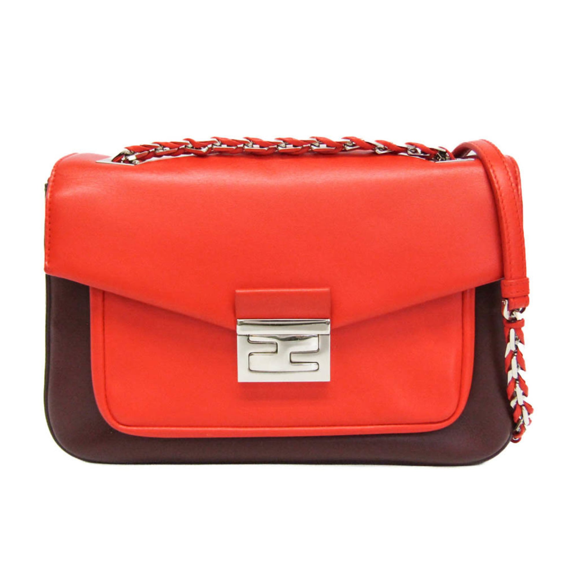 フェンディ(Fendi) 8BR677 レディース レザー ショルダーバッグ レッド,ワイン【中古】