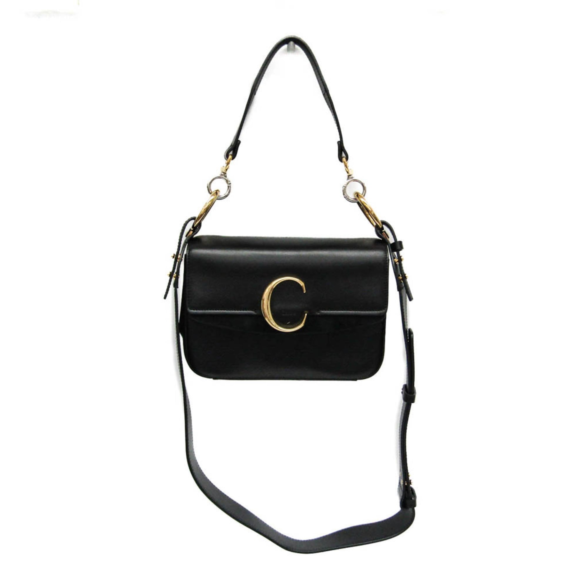 クロエ(Chlo?) クロエC ダブルキャリーバッグ レディース なめし革 ハンドバック,ショルダーバッグ 黒いこと【中古】