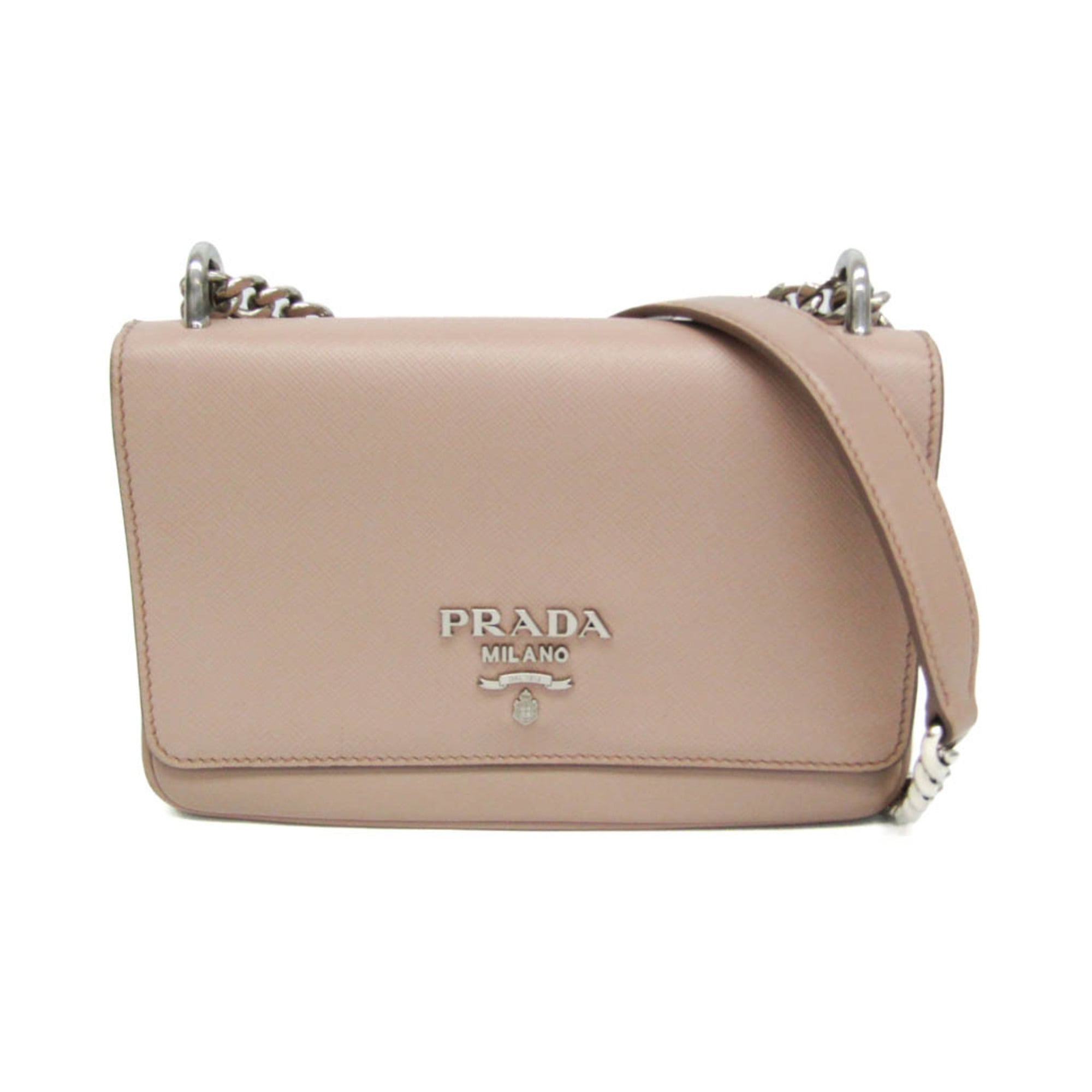 プラダ(Prada) サフィアーノ チェーン店ショルダーバッグ 1BD144 レディース なめし革 ショルダーバッグ サクラ色ベージュ【中古】