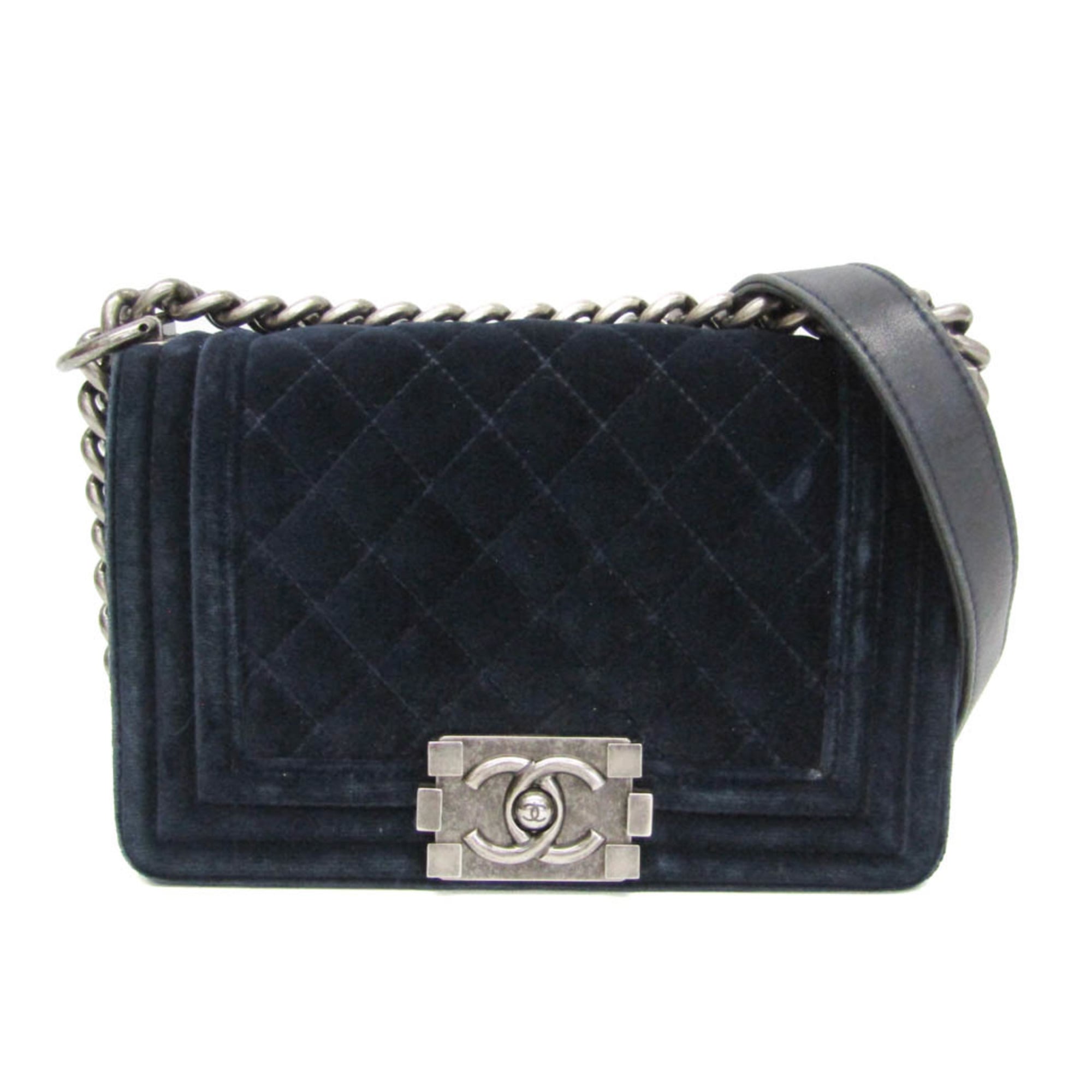 シャネル(Chanel) 男の子・シャネル チェーン店ショルダーバッグ レディース 天鵝絨 ショルダーバッグ 米国海軍【中古】