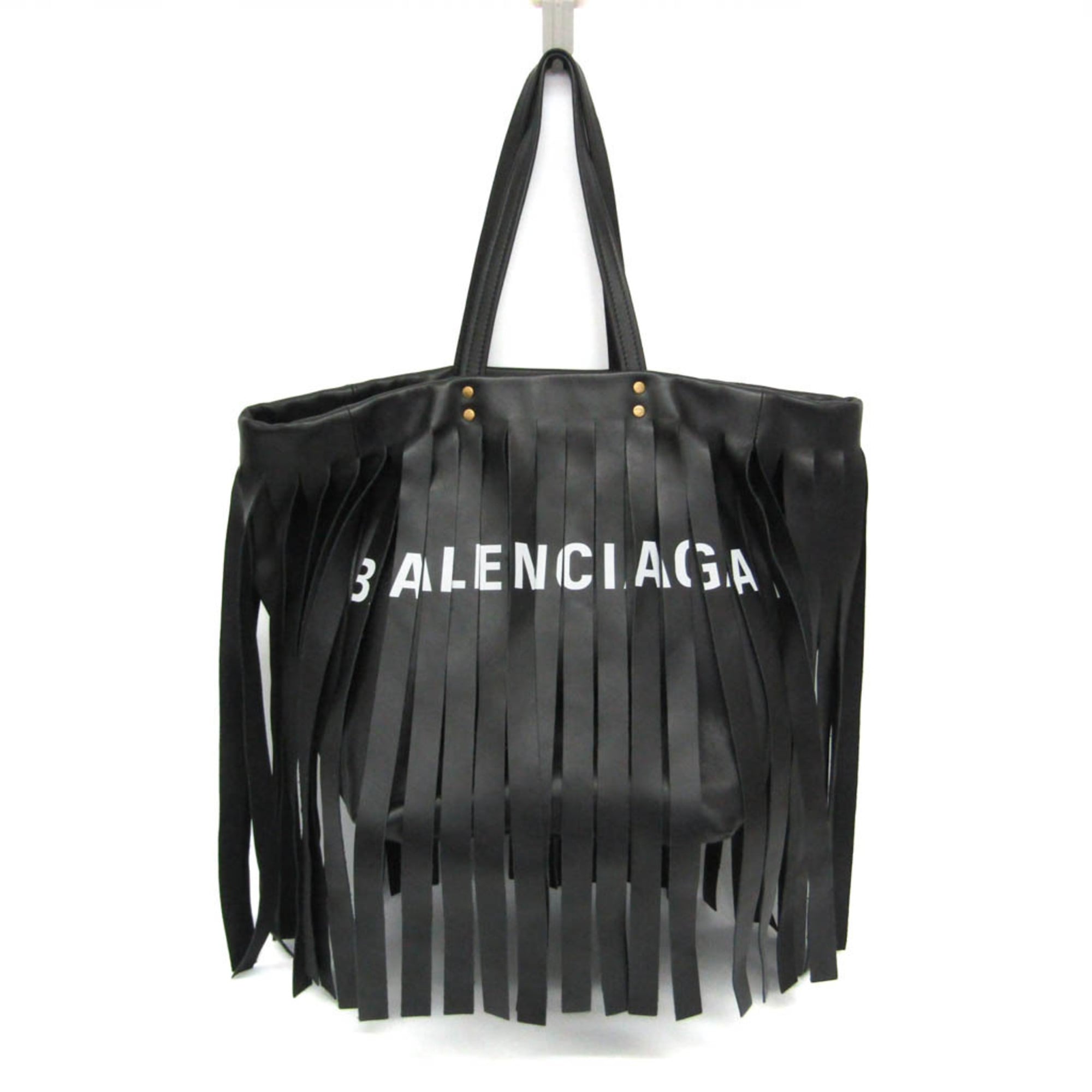 バレンシアガ(Balenciaga) ランドリー河馬 S 517843 レディース,メンズ なめし革 ショルダーバッグ,トートバッグ 黒いこと【中古】