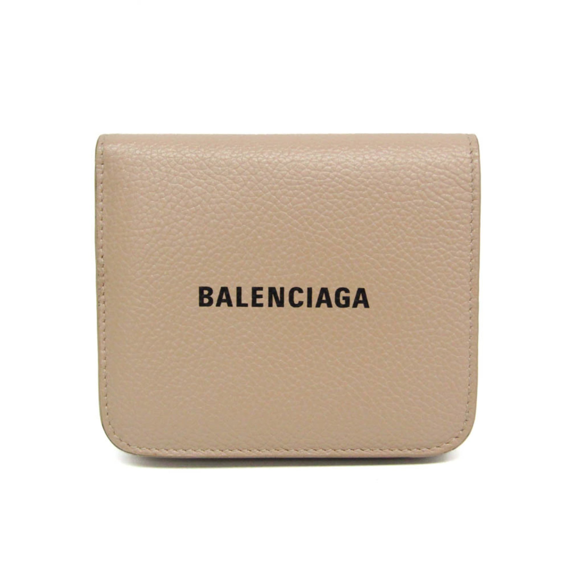 バレンシアガ(Balenciaga) コンパクトウォレット 594216 メンズ,レディース レザー 財布（二つ折り） ライトベージュ【中古】