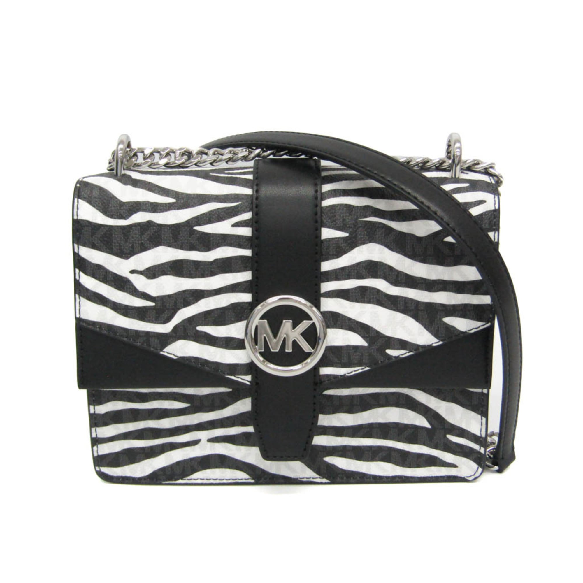 マイケル・授業計画(Michael Kors) グリニッチ GREENWICH 35S5SGRC1V レディース PVC,なめし革 ショルダーバッグ 黒いこと,白いこと【中古】 その他-バッグ・小物・ブランド雑貨-バッグ
