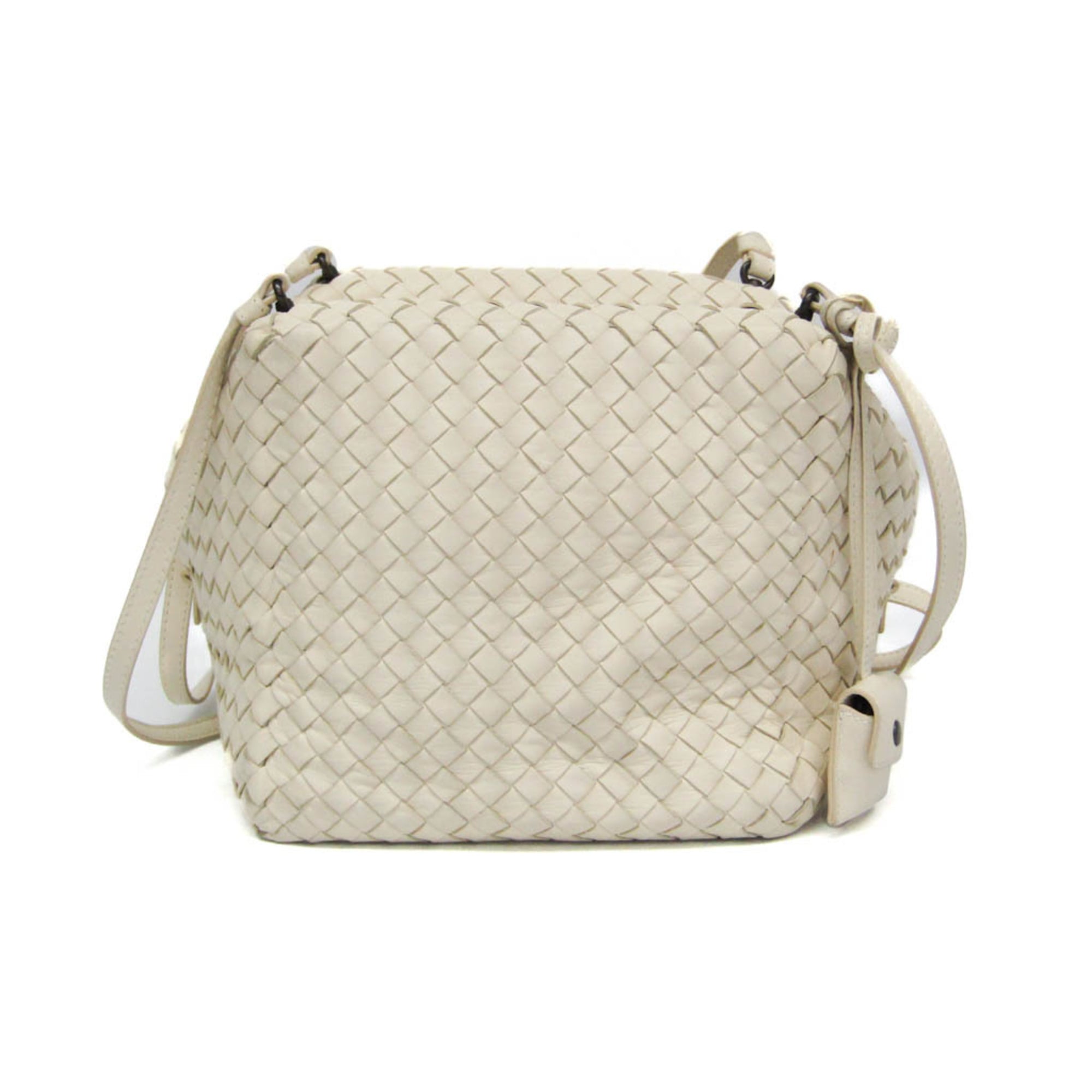 ボッテガ・ヴェネタ(Bottega Veneta) イントレチャート レディース なめし革 ショルダーバッグ 白いこと【中古】