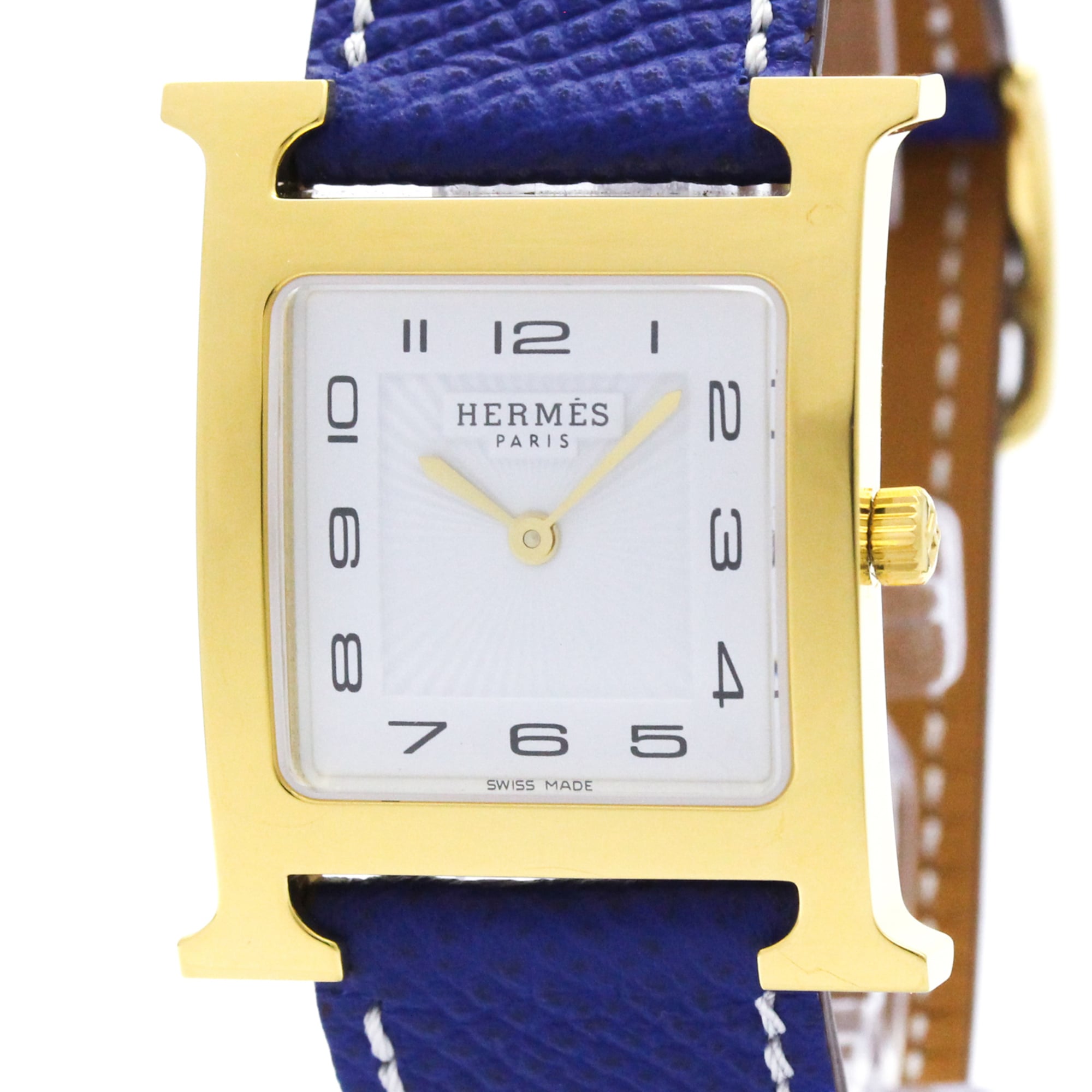 エルメス (HERMES) Hご覧なさる ゴールドお皿 なめし革 石英 メンズ 時辰儀 HH1.510【中古】