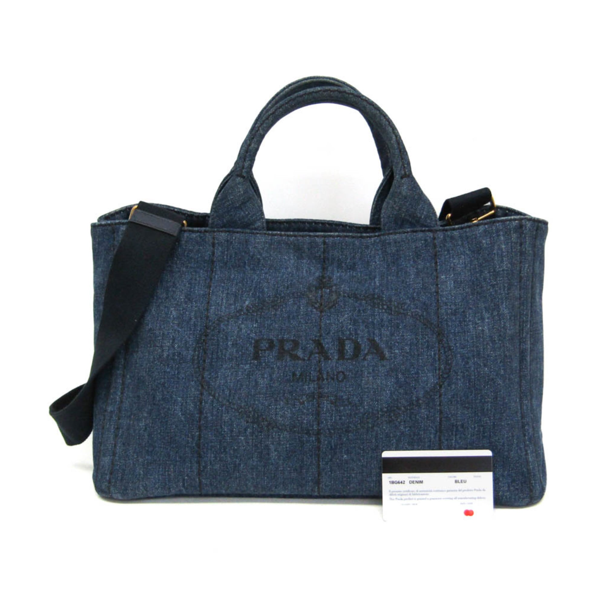 プラダ(Prada) カナパ 1BG642 レディース デニム ハンドバッグ,ショルダーバッグ ブルー【中古】｜eLady 53,460円
