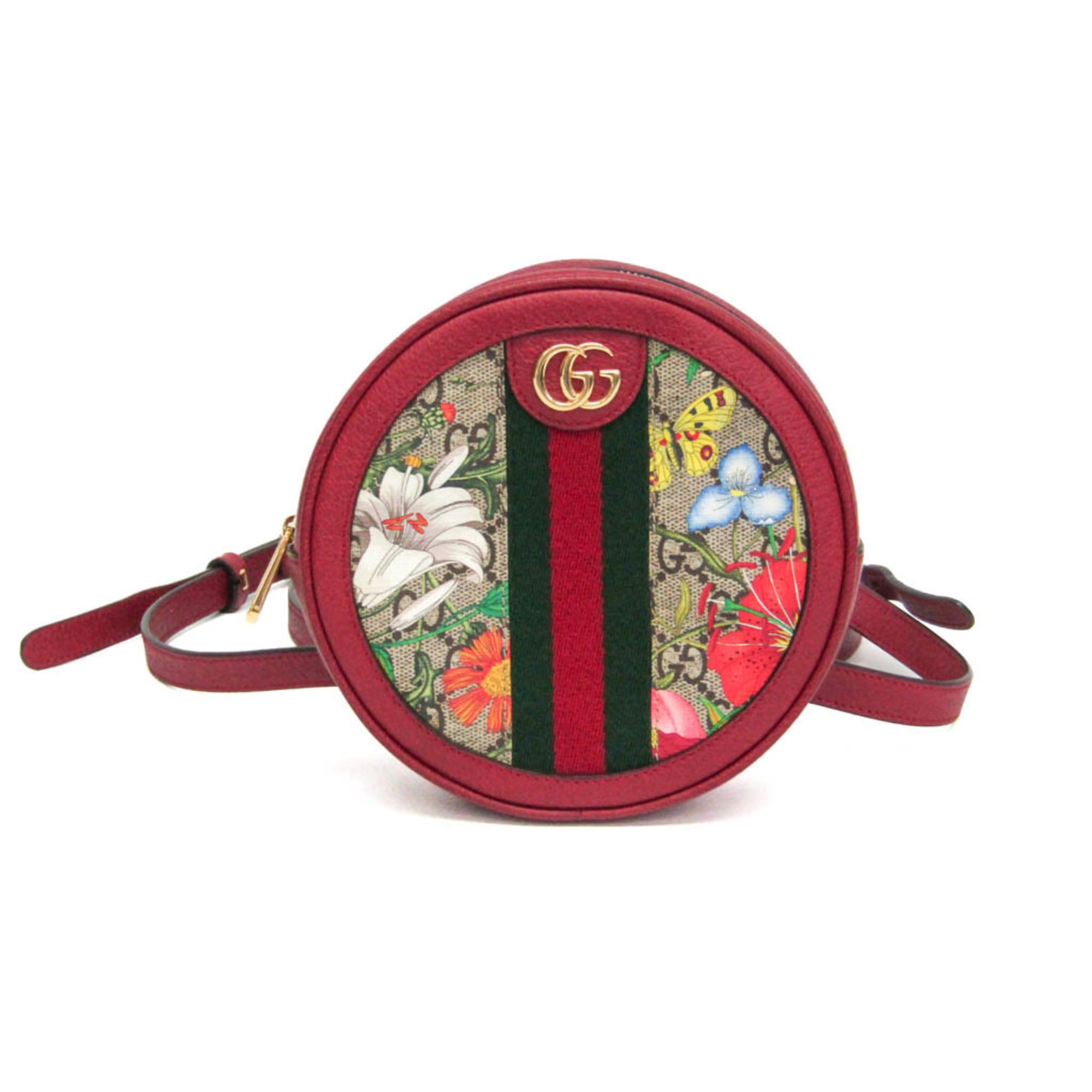 グッチ(Gucci) オフィディア GG植物相 598661 レディース GG帆布,なめし革 背嚢 ベージュ,赤いこと【中古】