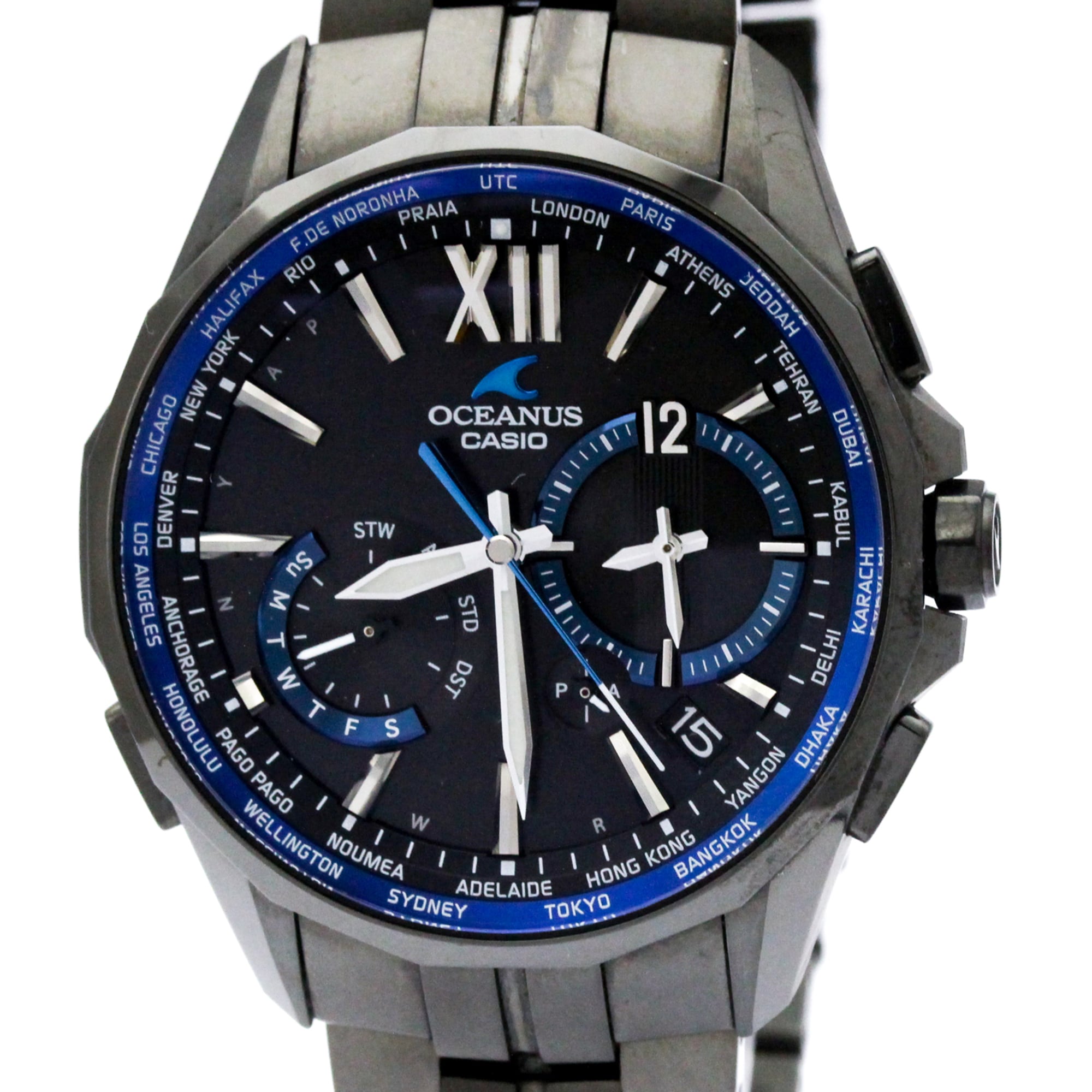 カシオ (CASIO) オシアナス マンタ チタン ソーラー 電波 メンズ 時計 OCW-S3400B-1AJF【中古】｜eLady