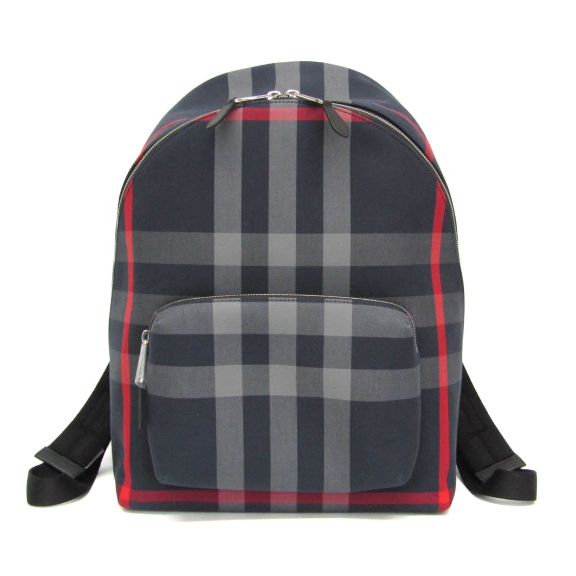バーバリー(Burberry) JEFF CHECK 80840571 メンズ,レディース 綿織物,なめし革 背嚢 薄墨色,米国海軍【中古】