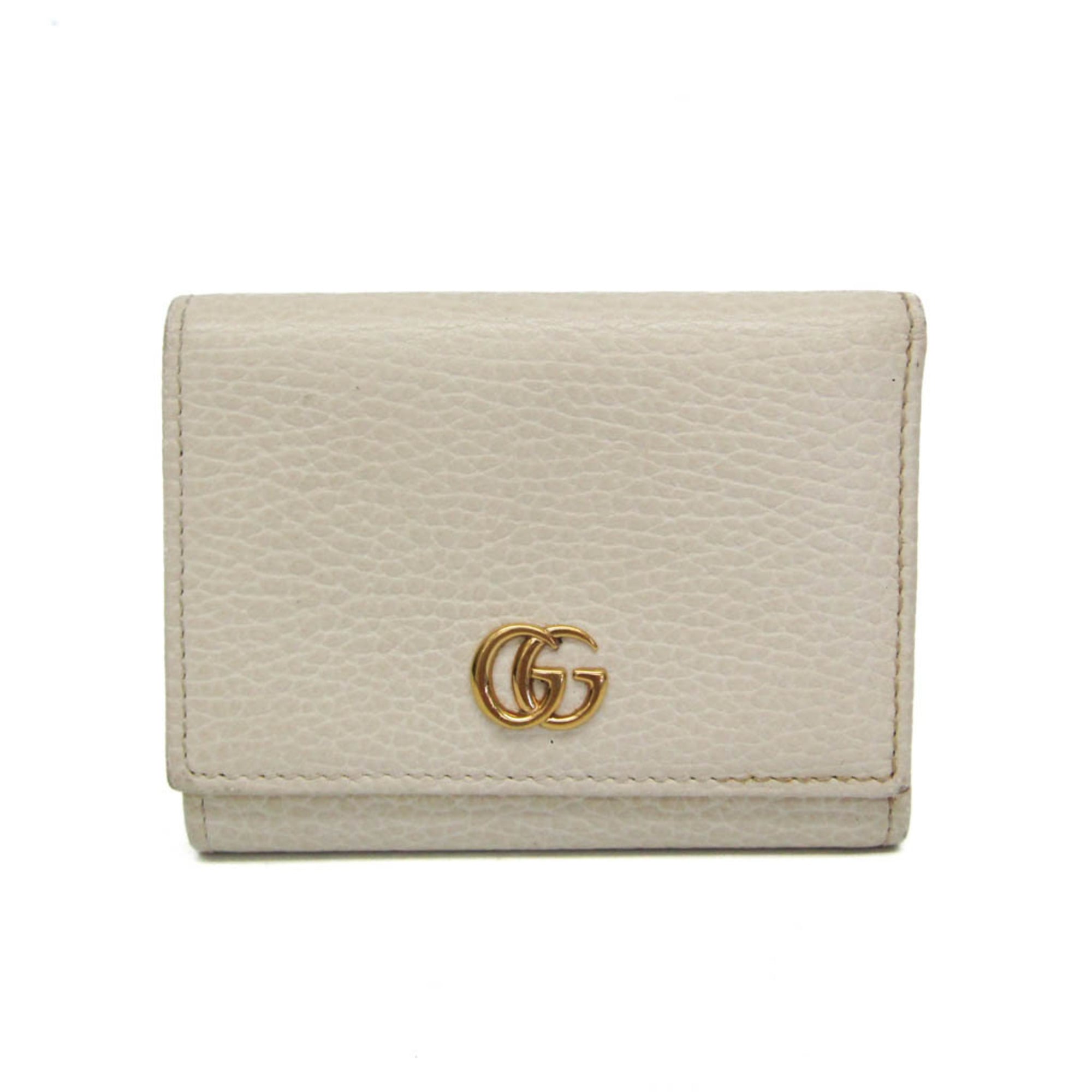 グッチ(Gucci) GGマーモント 474746 レディース なめし革 銭入れ（三つ折り） 象牙色【中古】