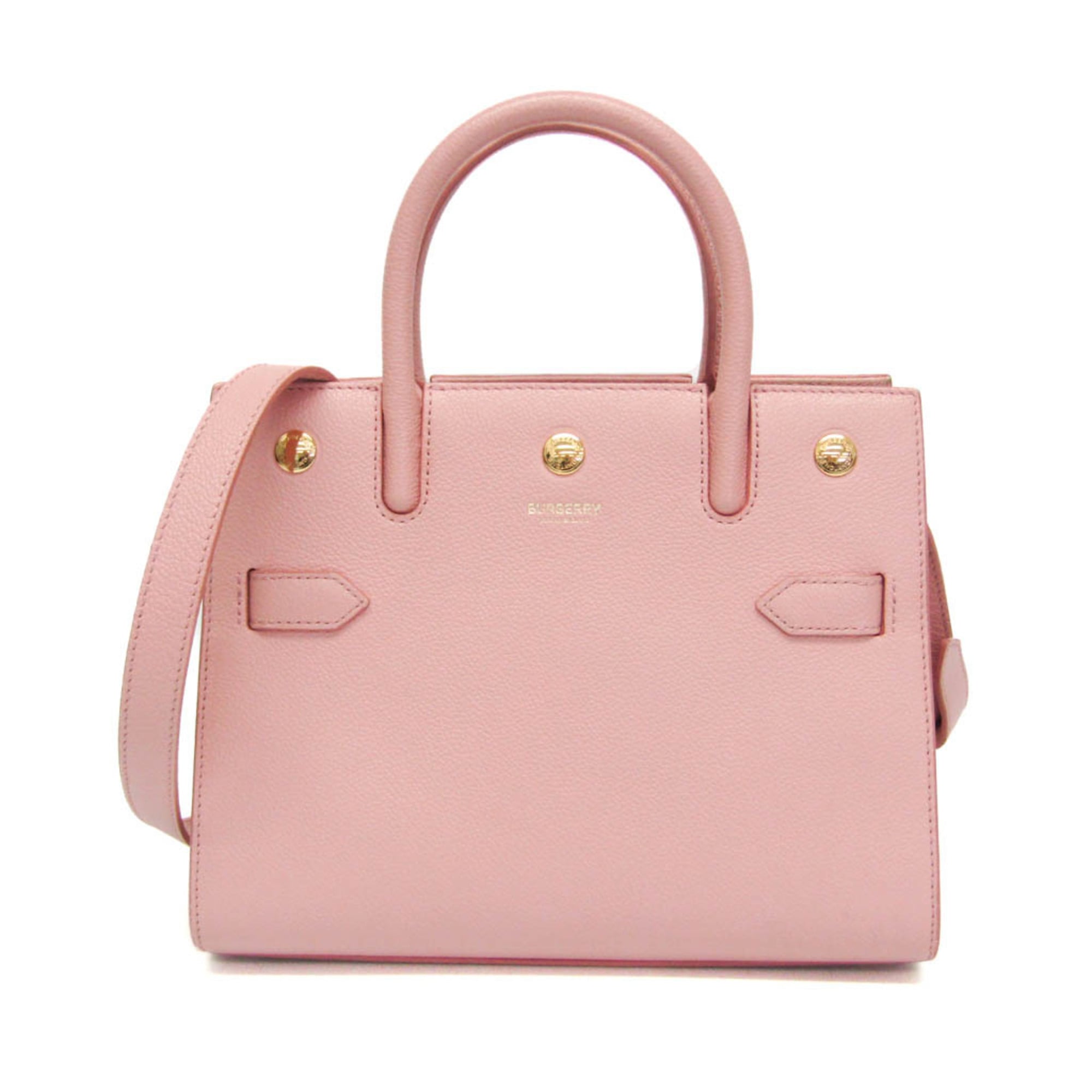 バーバリー(Burberry) かた書き御徒面子 レディース なめし革 ハンドバック,ショルダーバッグ サクラ色【中古】