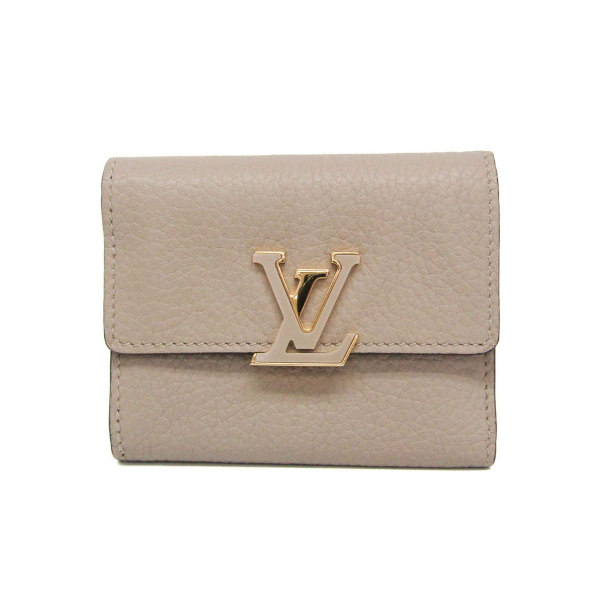 ルイ・ヴィトン(Louis Vuitton) トリヨン ポルトフォイユ･カプシーヌ XS M68747 レディース  カーフレザー 札入れ（三つ折り） ガレ,点火装置ベージュ【中古】