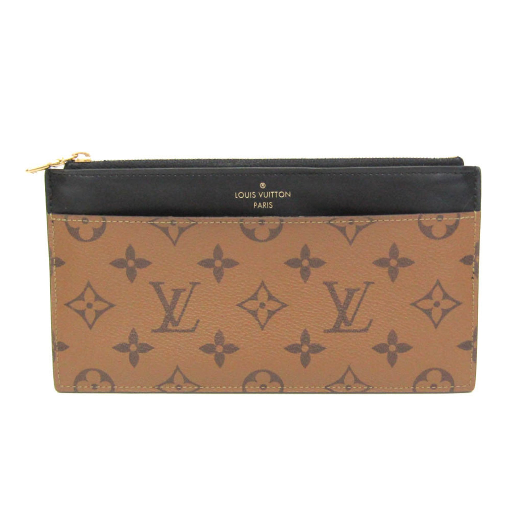 ルイ・ヴィトン(Louis Vuitton) モノグラム・リバース か細い 金入れ M80390 メンズ,レディース モノグラム・リバース 長金入れ（二つ折り） 黒いこと,赤銅色【中古】