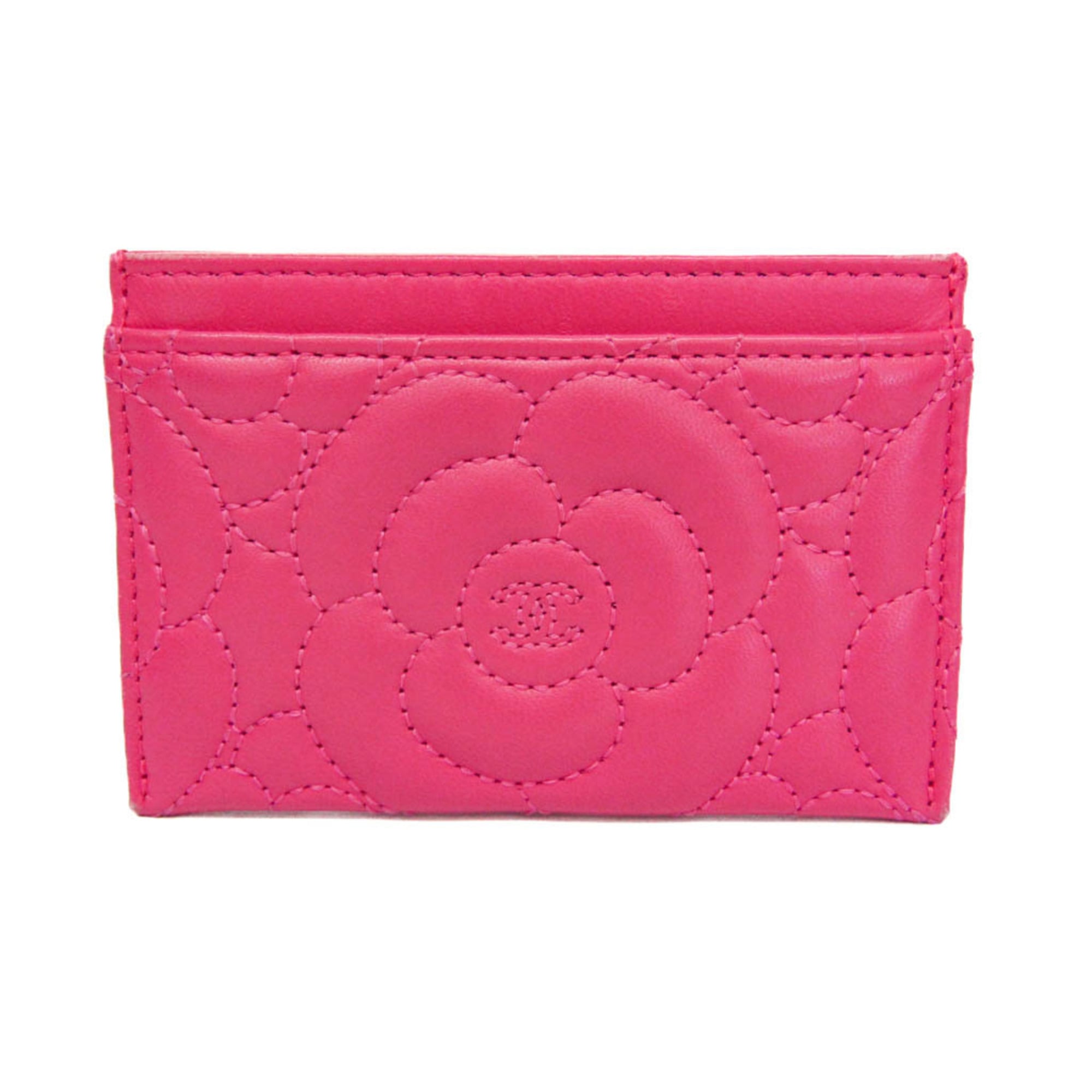 シャネル(Chanel) カメリア なめし革 歌留多入れもの サクラ色【中古】
